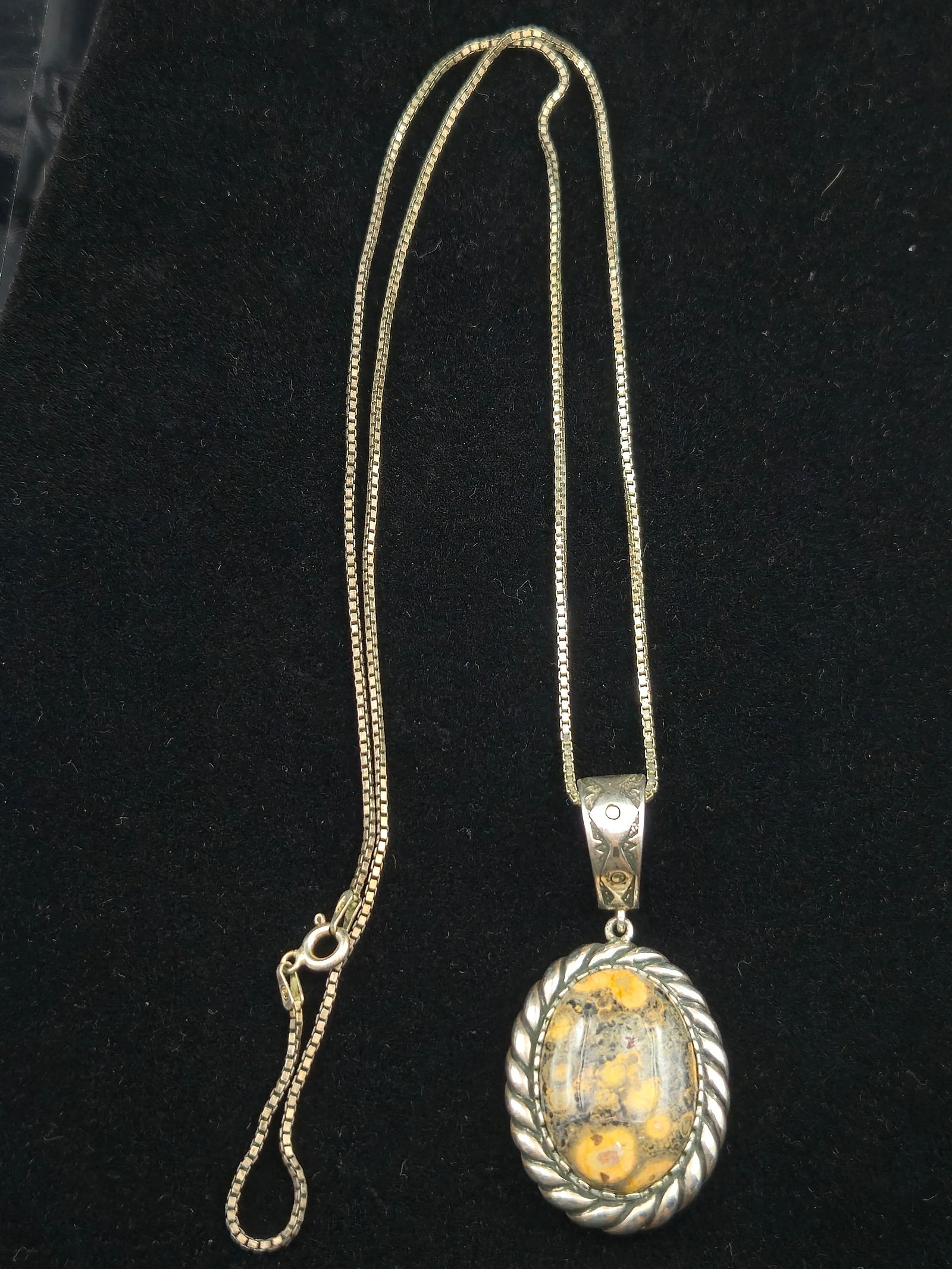 Carolyn Pollack Sterling Silver Bumblebee Jasper Pendant Necklace 20.5g (1 of 7)