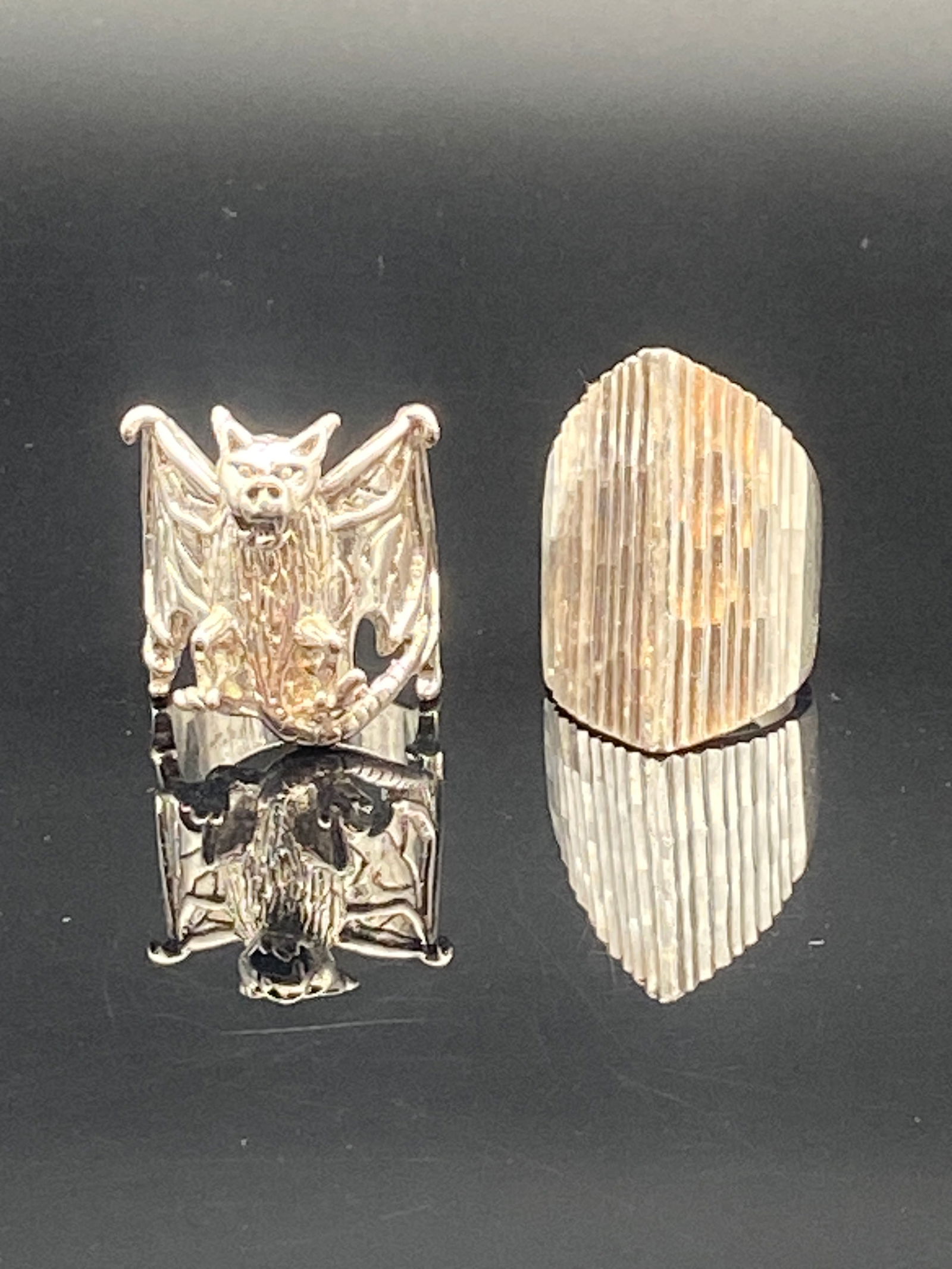 Sterling Silver Statement Rings – Gothic Bat & Geometric Design (1 of 7)