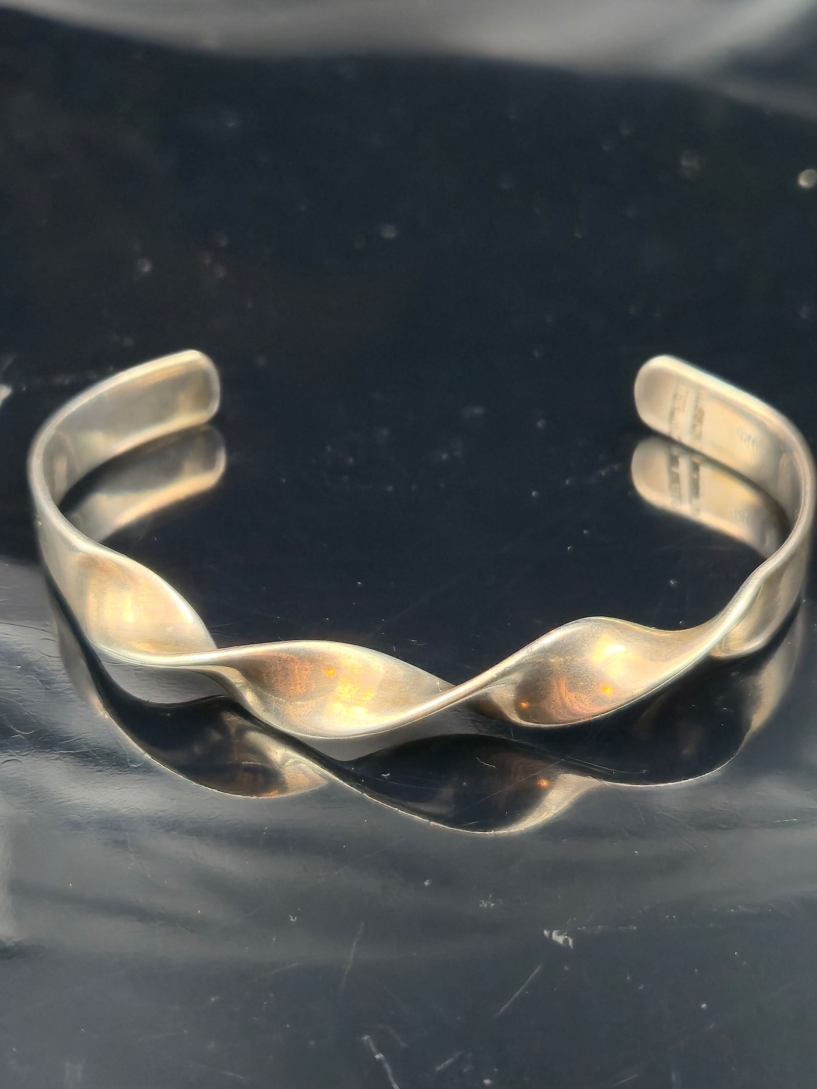 Scandinavian Vilsson Sterling Silver Modernist Cuff Bracelet, 16g (1 of 6)