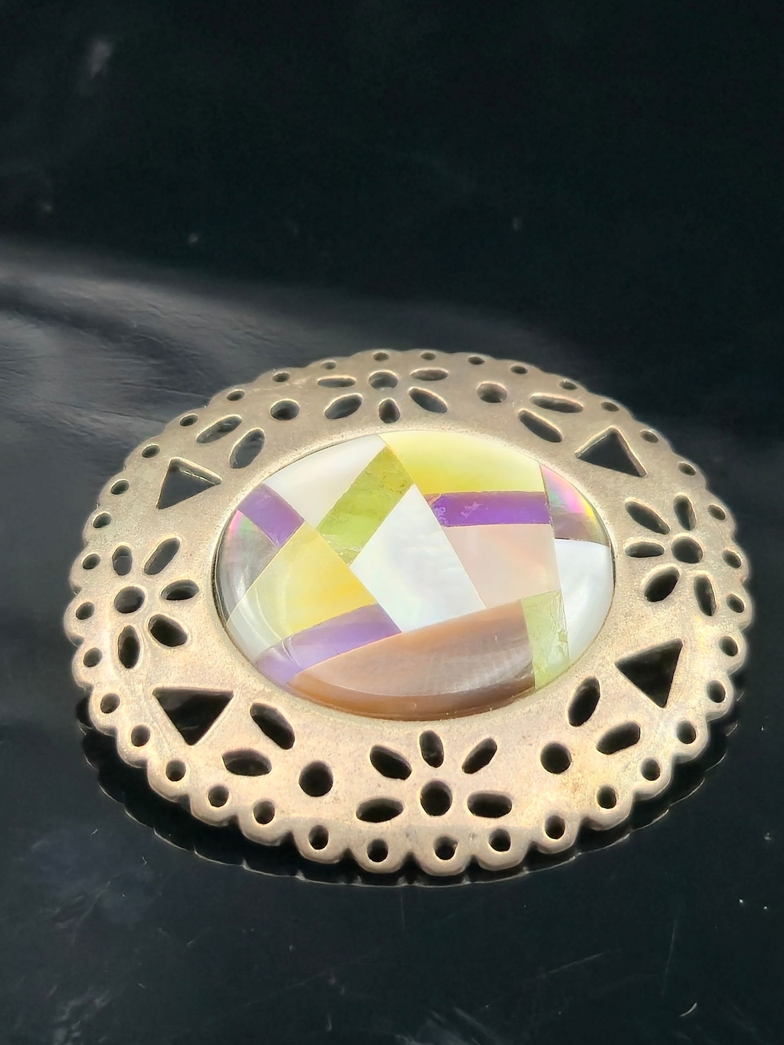 Carolyn Pollack Sterling Silver CP Inlay Brooch Pendant 11.8g (1 of 6)