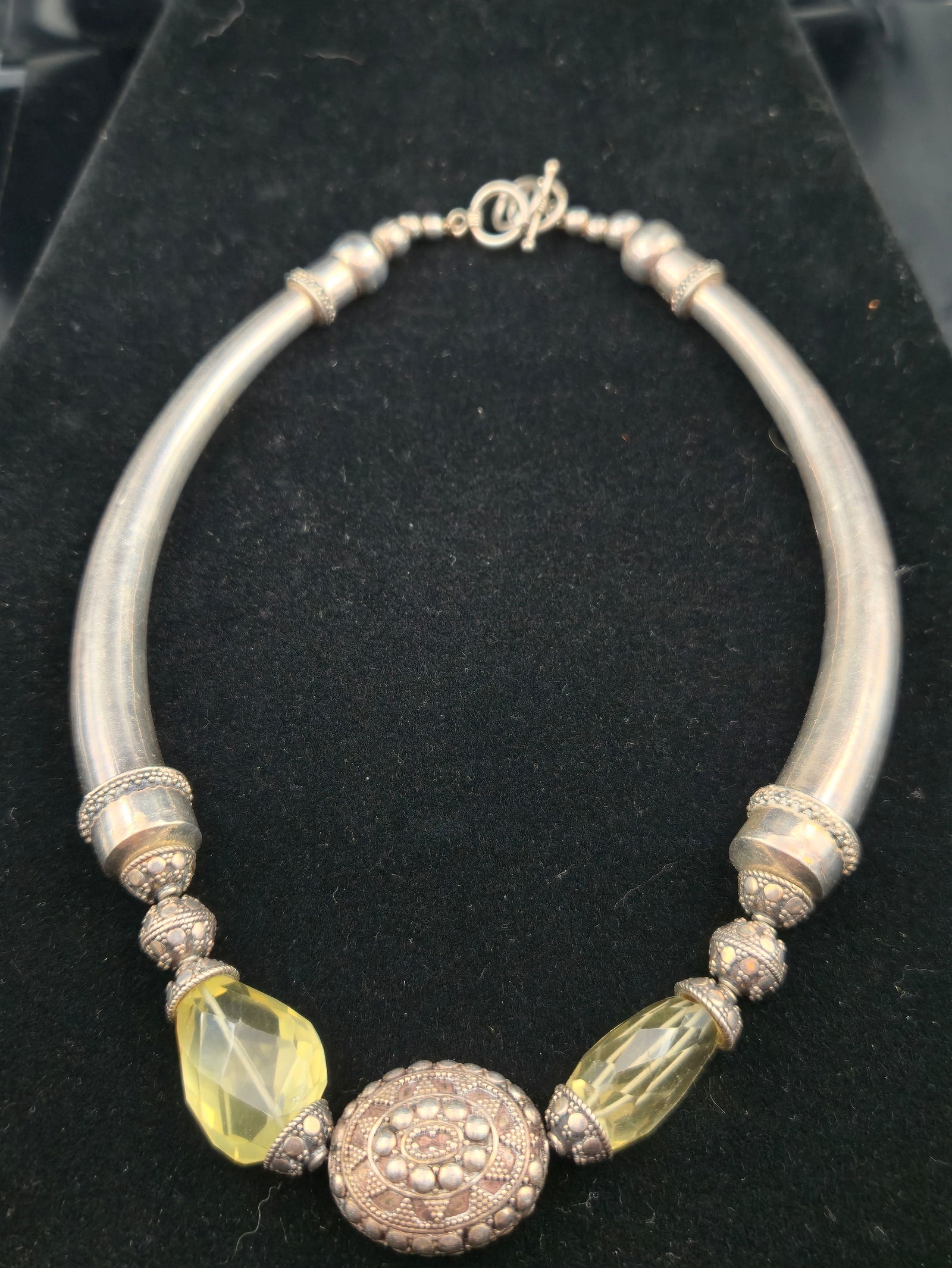 Vintage 925 Silver Necklace w/ Citrine Quartz Beads, 77g (1 of 6)