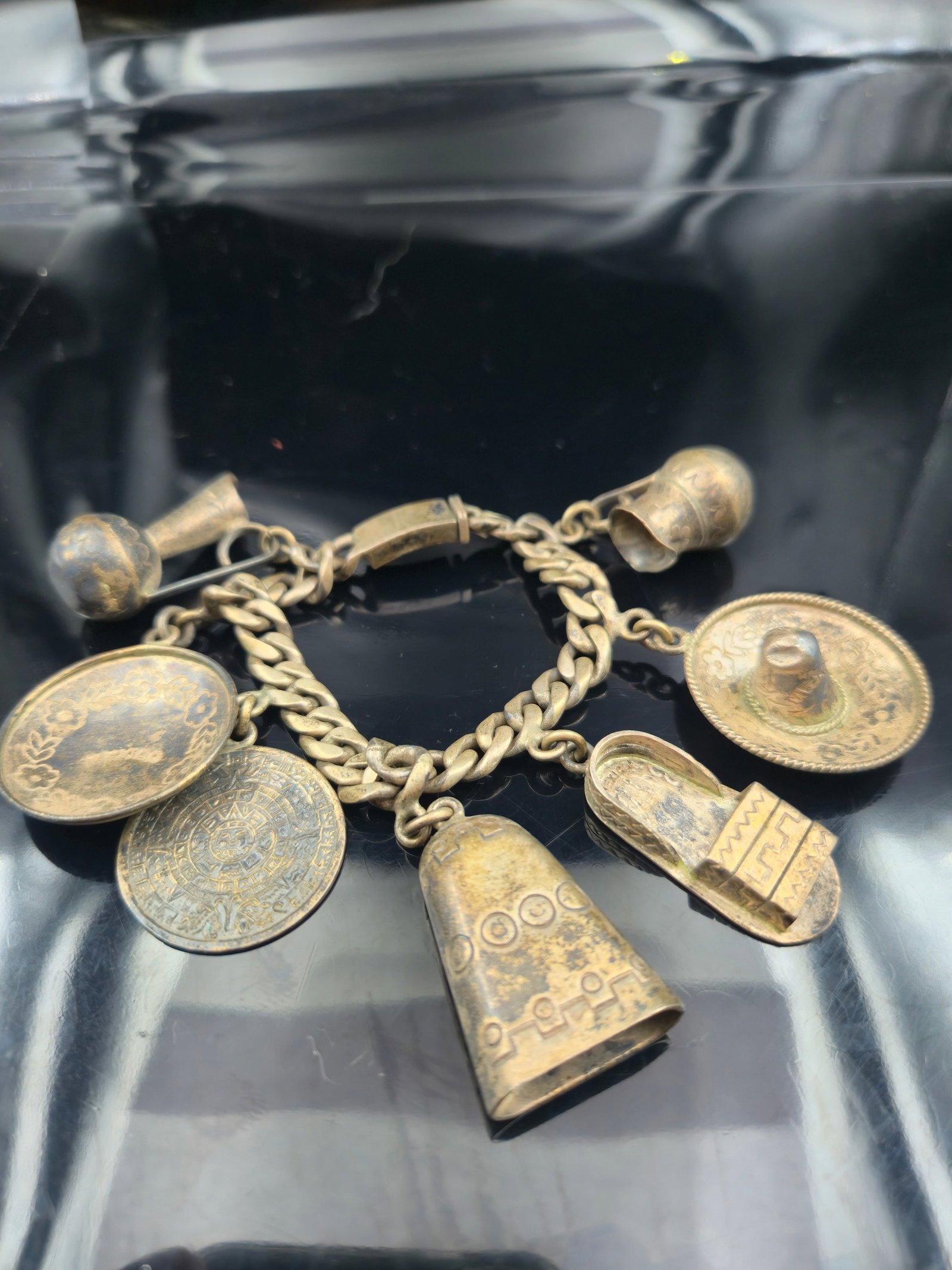 Vintage Rosi Taxco Sterling Silver Mexican Charm Bracelet, 72.9g (1 of 12)