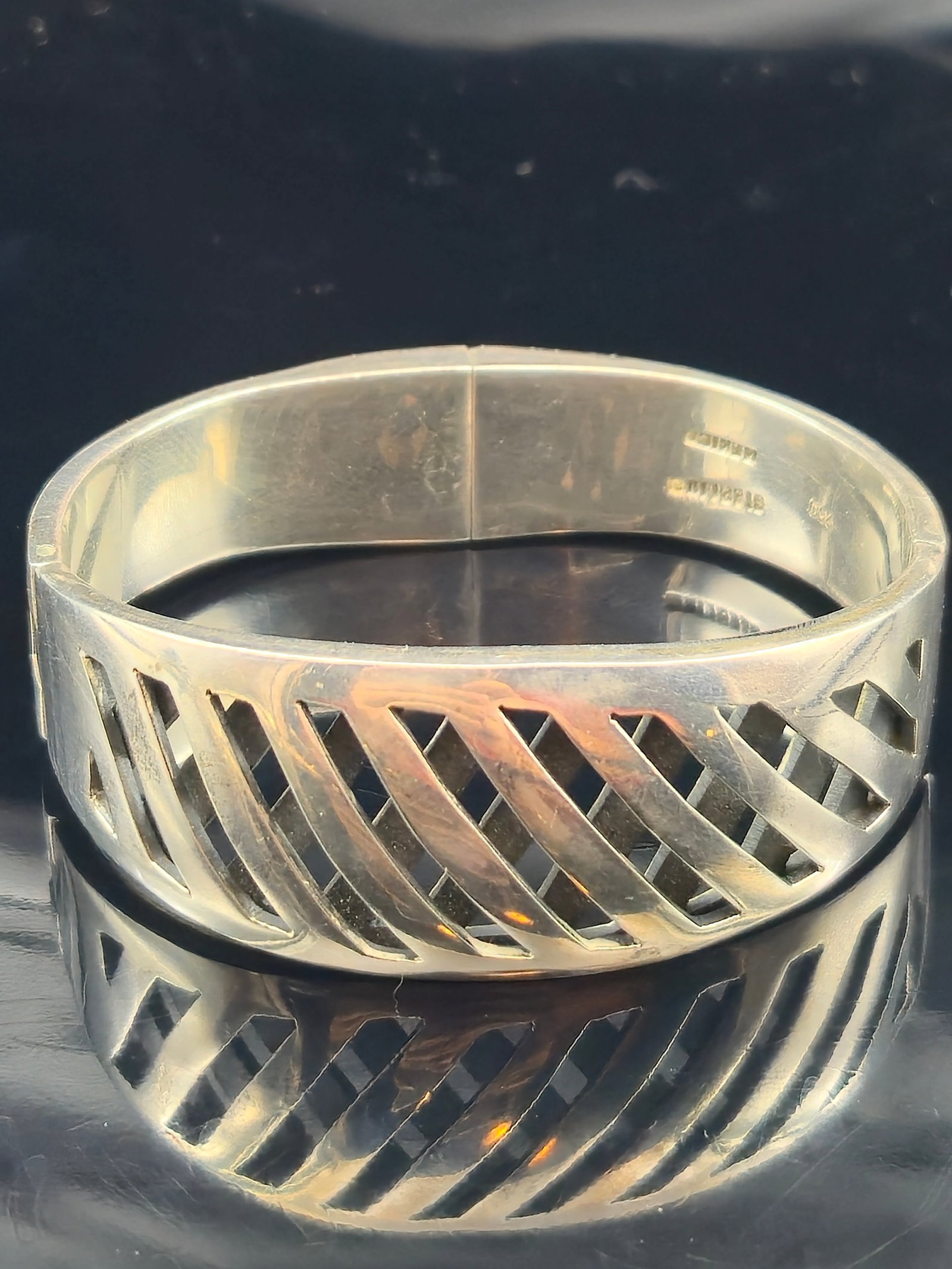 Vintage Mexican 950 Sterling Silver Cutout Cuff Bracelet 66.7g (1 of 7)