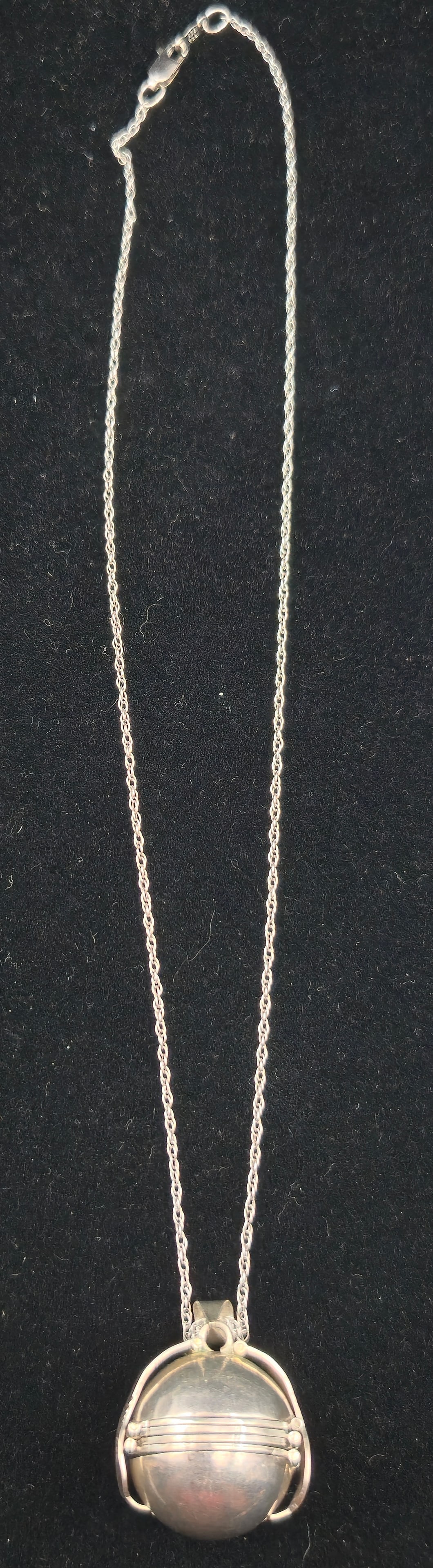 Mexican San Luis Potosí Sterling Orb Locket Pendant Necklace SL-61 (1 of 10)