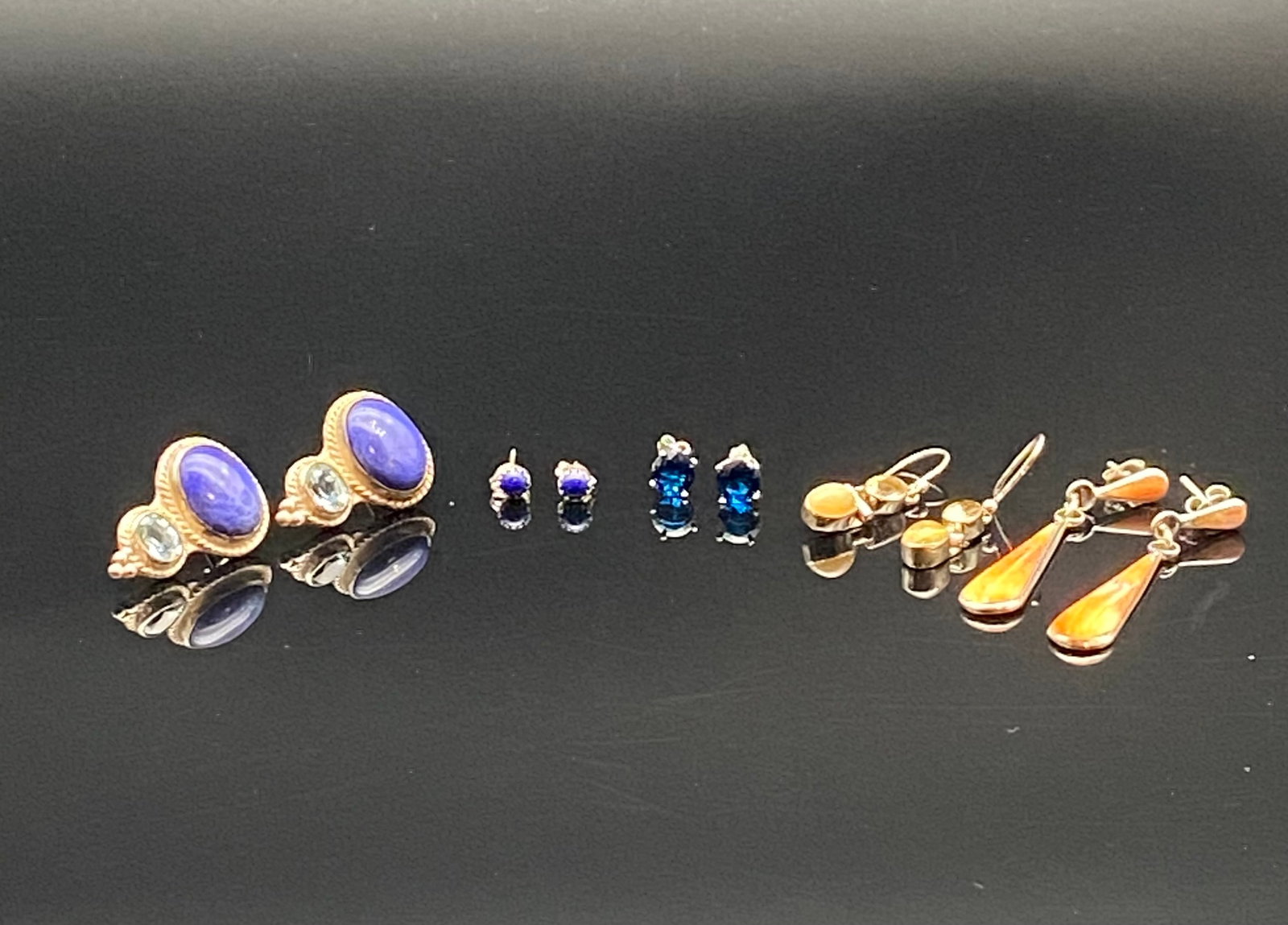 Sterling Silver Gemstone Earrings – Lapis, Citrine, Amber & More (1 of 8)