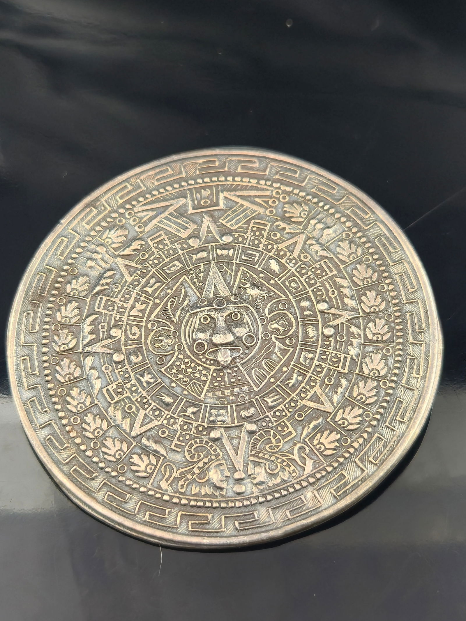 Taxco Mexican Sterling Silver Aztec Calendar Pendant Brooch 25g (1 of 7)