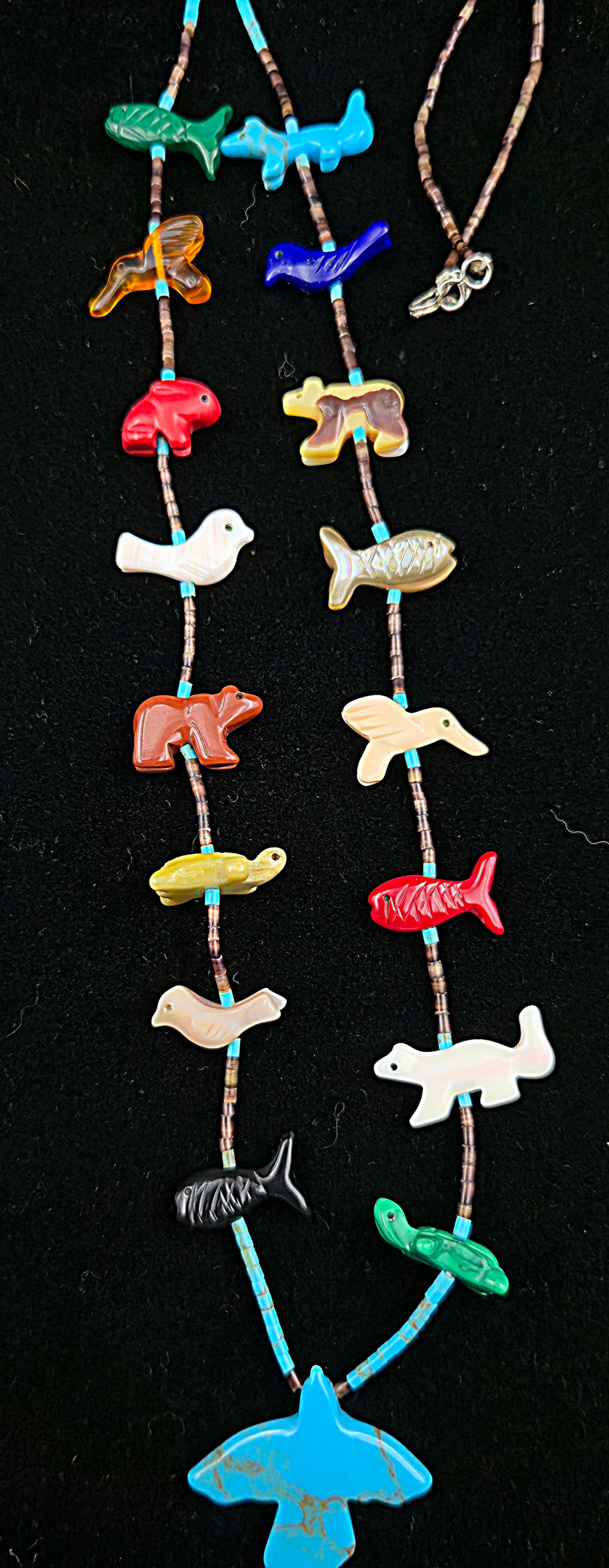 Zuni Multi-Stone Fetish Necklace with Animal Carvings (1 of 7)