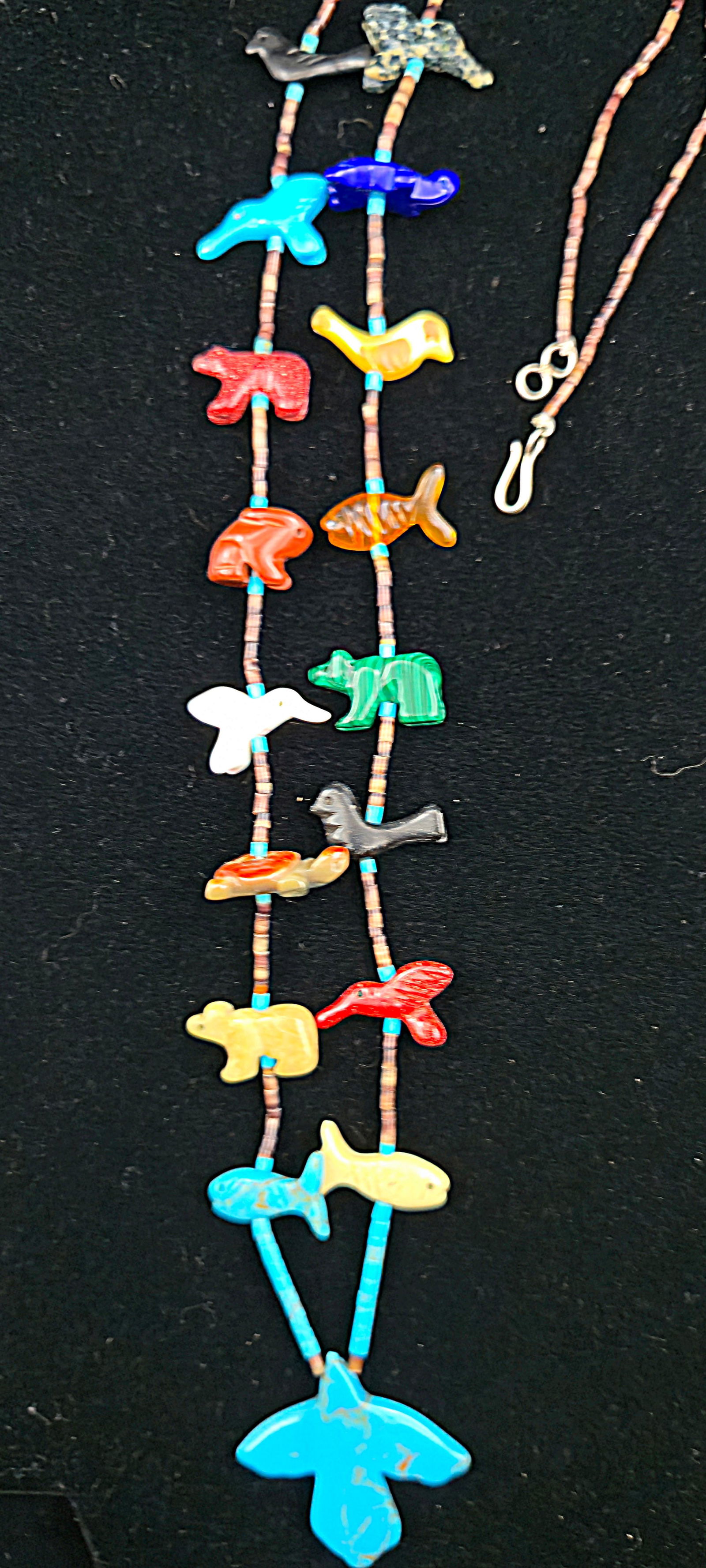 Zuni Multi-Stone Fetish Necklace w/ Carved Animals & Heishi (1 of 6)