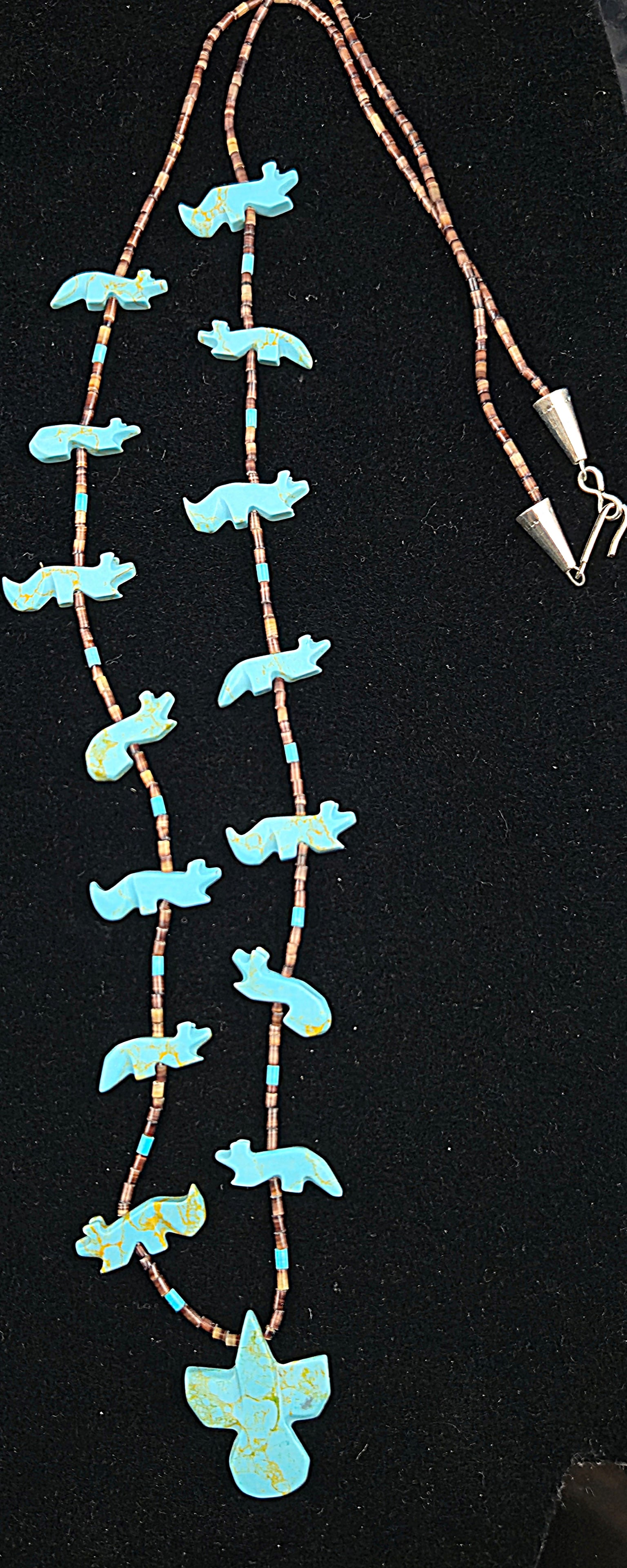 15.5g Southwestern Turquoise Animal Fetish Necklace w/ Thunderbird (1 of 6)