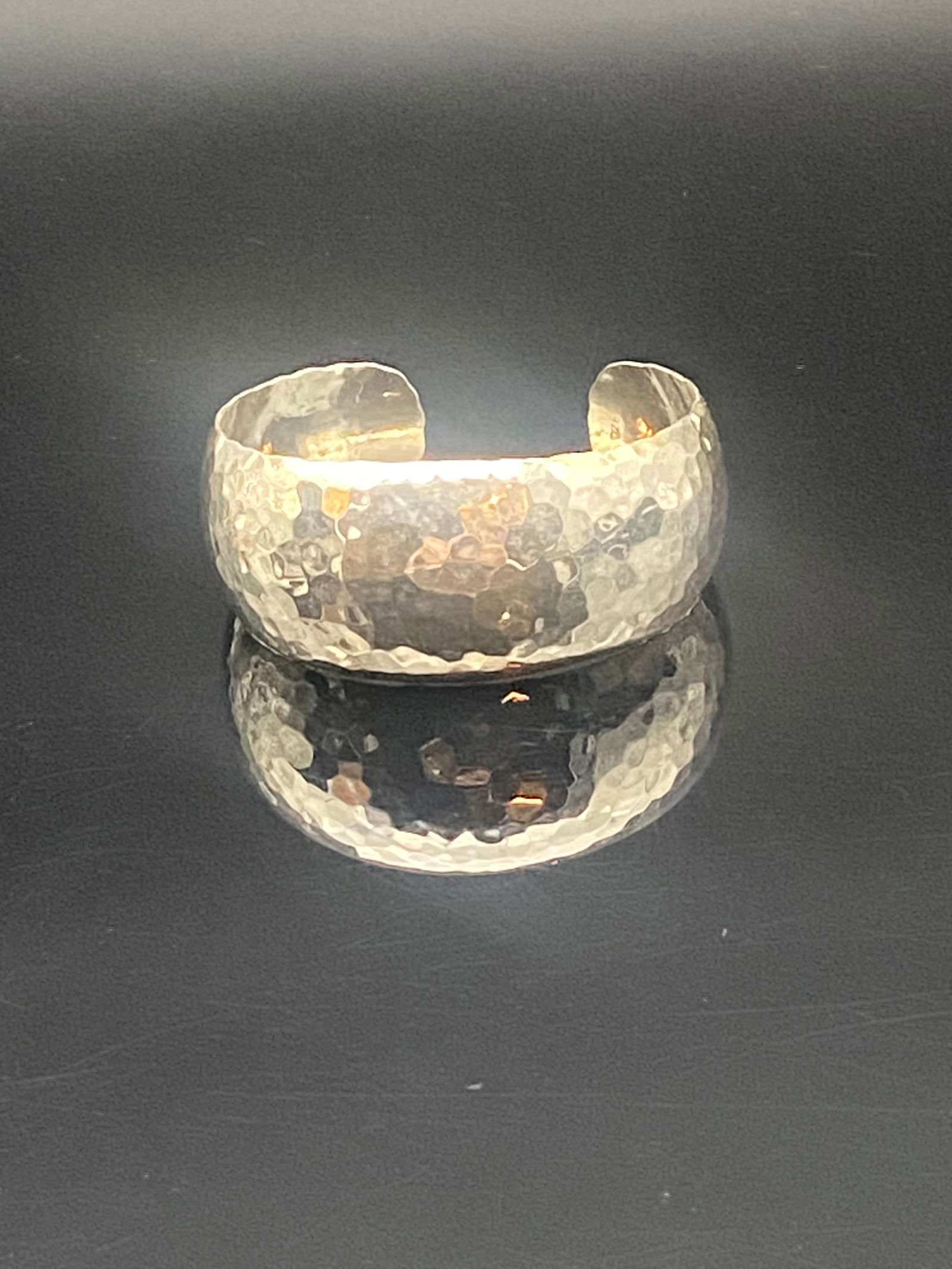 Handcrafted Sterling Silver Hammered Wide Cuff Bracelet (1 of 4)
