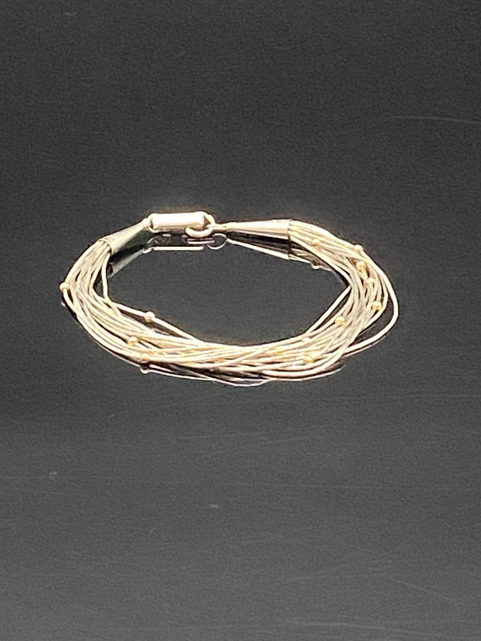 Multi-Strand Sterling Silver Bracelet with Gold-Tone Beads (1 of 5)