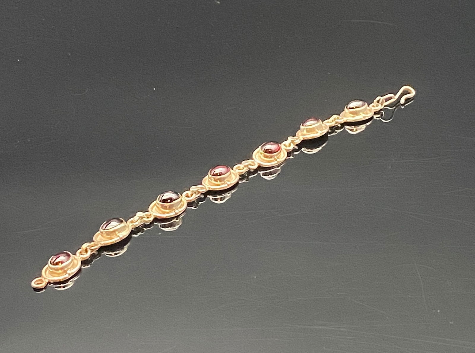 Sterling Silver Garnet Cabochon Bracelet (1 of 5)