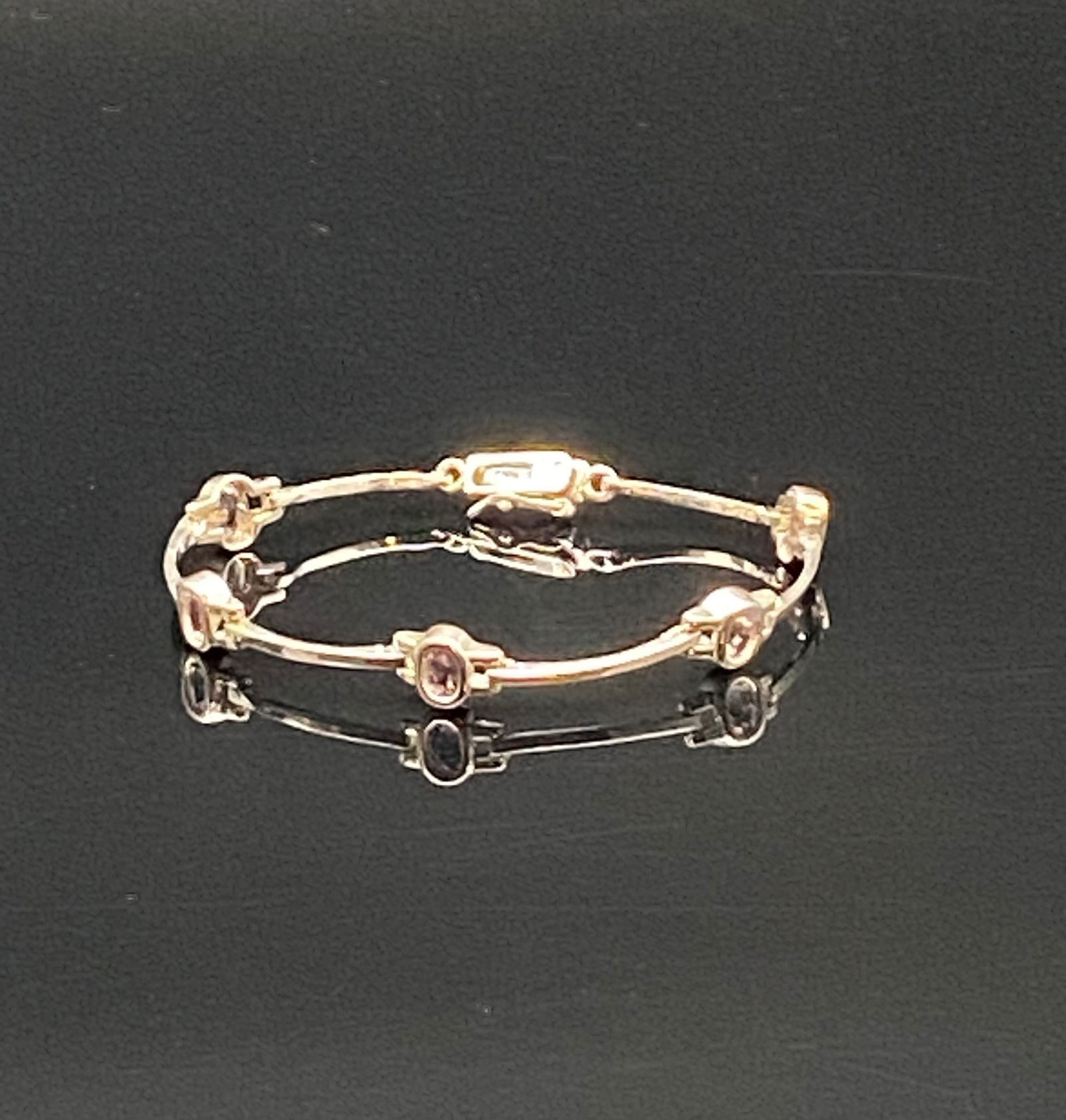 Sterling Silver Amethyst Link Bracelet (1 of 6)