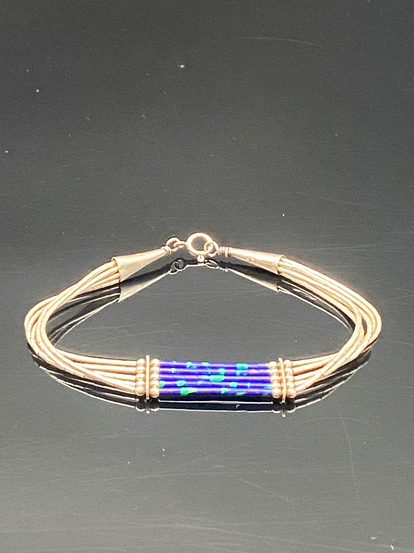 Sterling Silver Multi-Strand Bracelet with Blue Inlay (1 of 5)