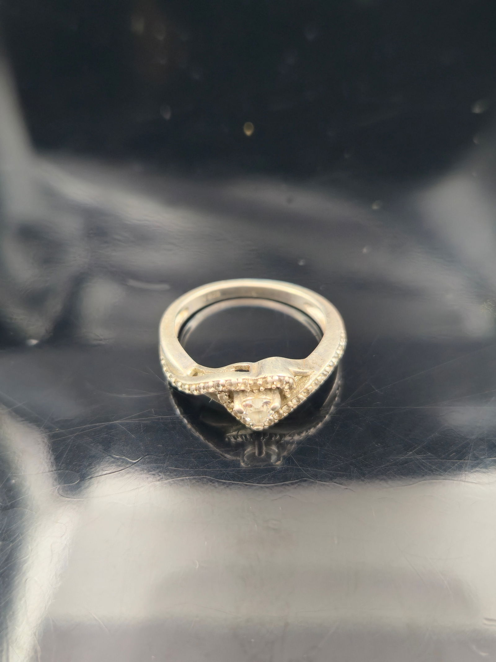 Sterling Silver SUN 925 Engagement-Style Ring with CZ Stones, Size 6.5, 2.8g (1 of 7)