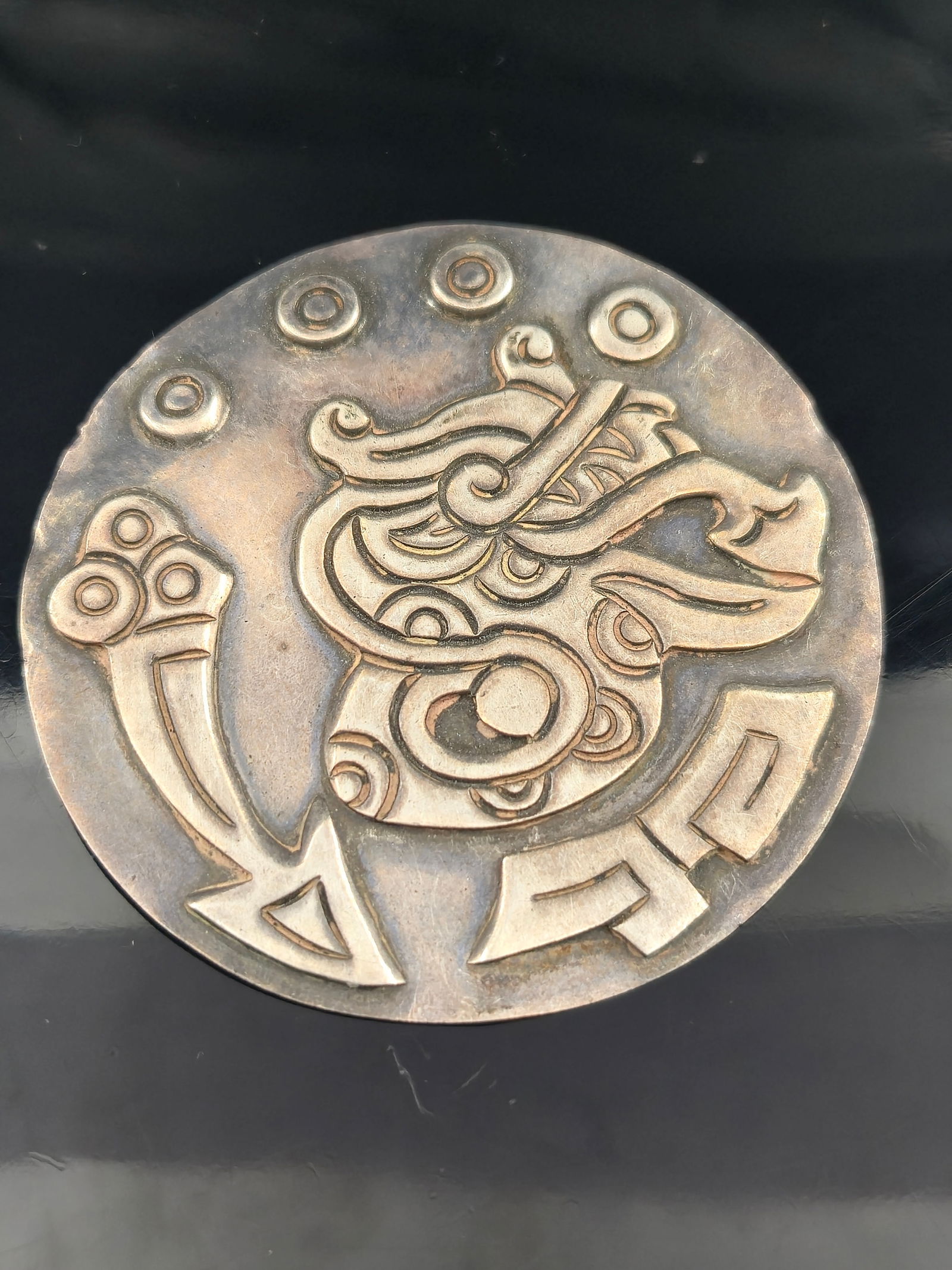 Taxco Mexican Sterling Silver Dragon Pin/Pendant Signed LH 22g (1 of 7)