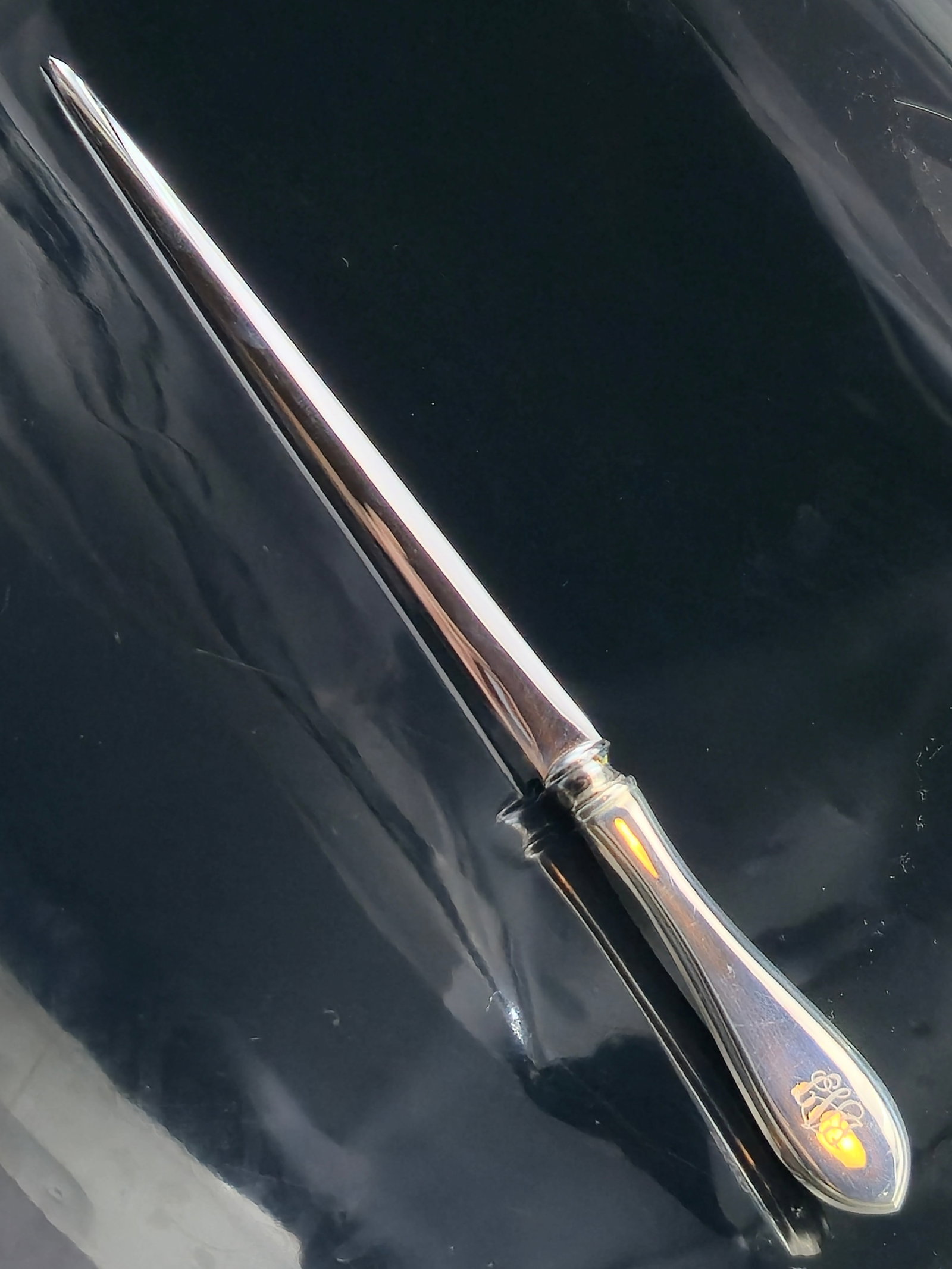 Webster Sterling Silver Letter Opener w/ Monogram “HLG” & Case, 25.6g (1 of 8)