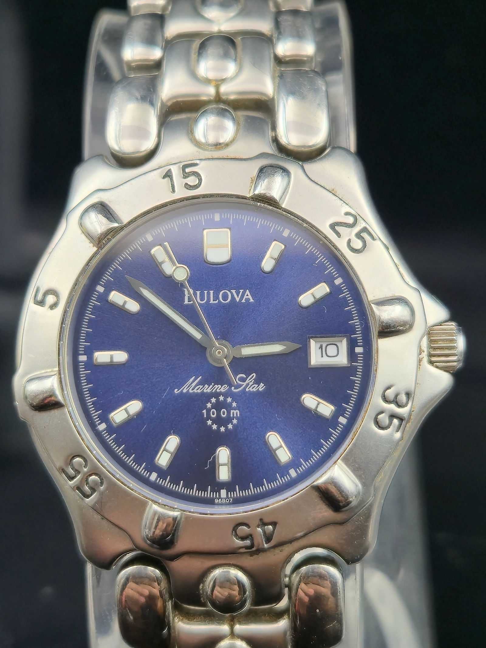 Bulova Marine Star Quartz Blue Dial Diver 36mm 100m Running (1 of 8)