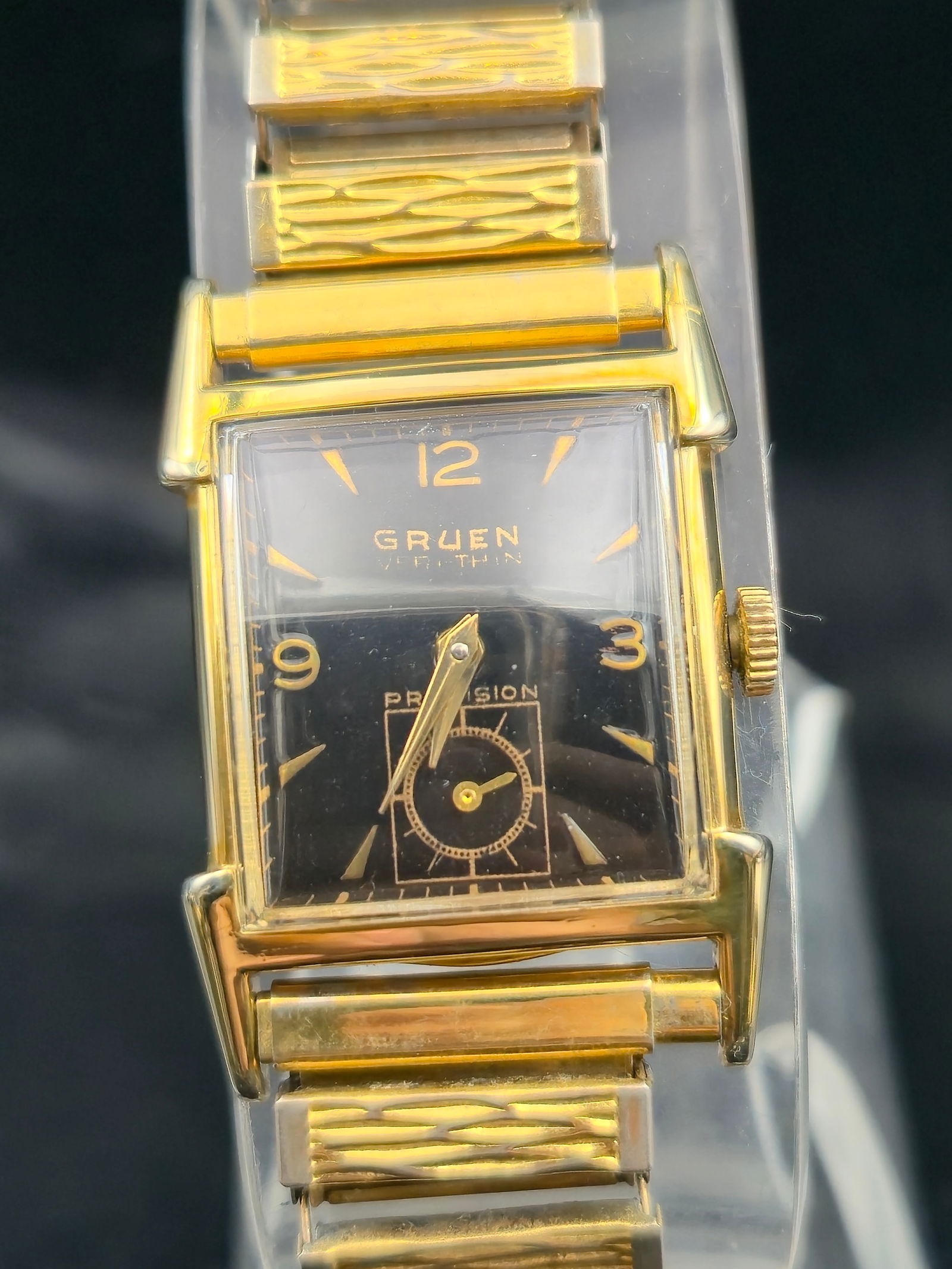 Gruen Veri-Thin Precision 435-672 Black Dial 10K GF Rectangular Watch (1 of 10)