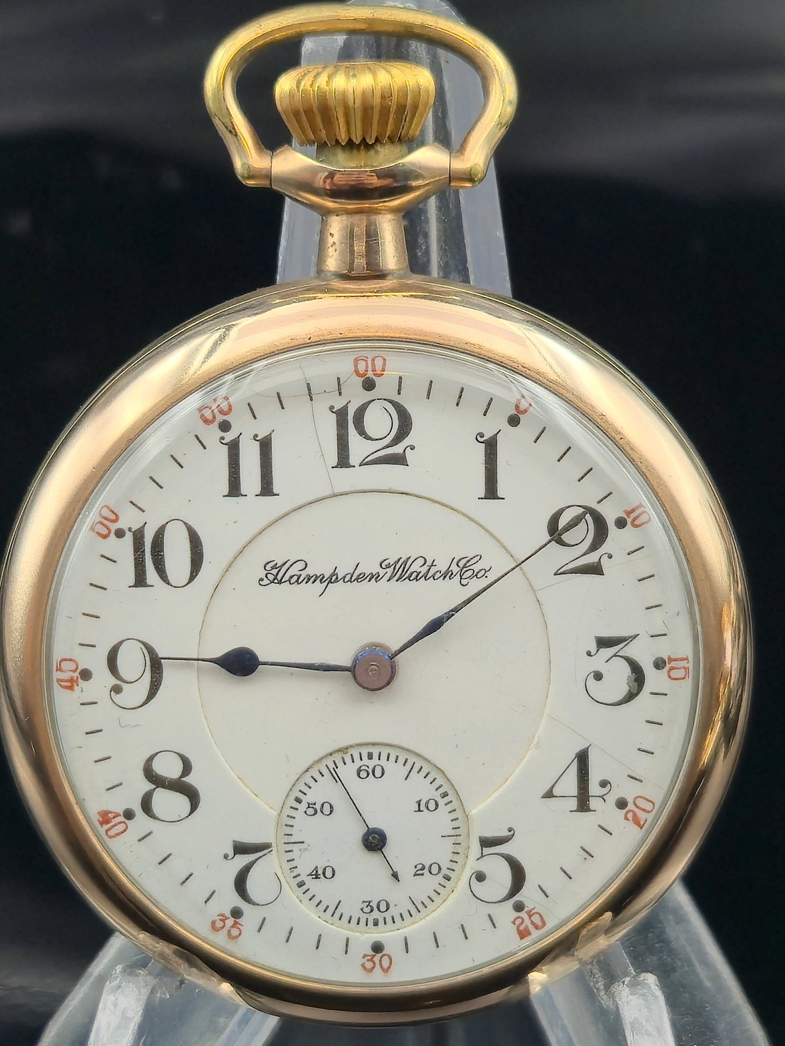 1915 Hampden Grade 108 16s 17J Pocket Watch in Dueber 20Y GF Case, Running (1 of 8)