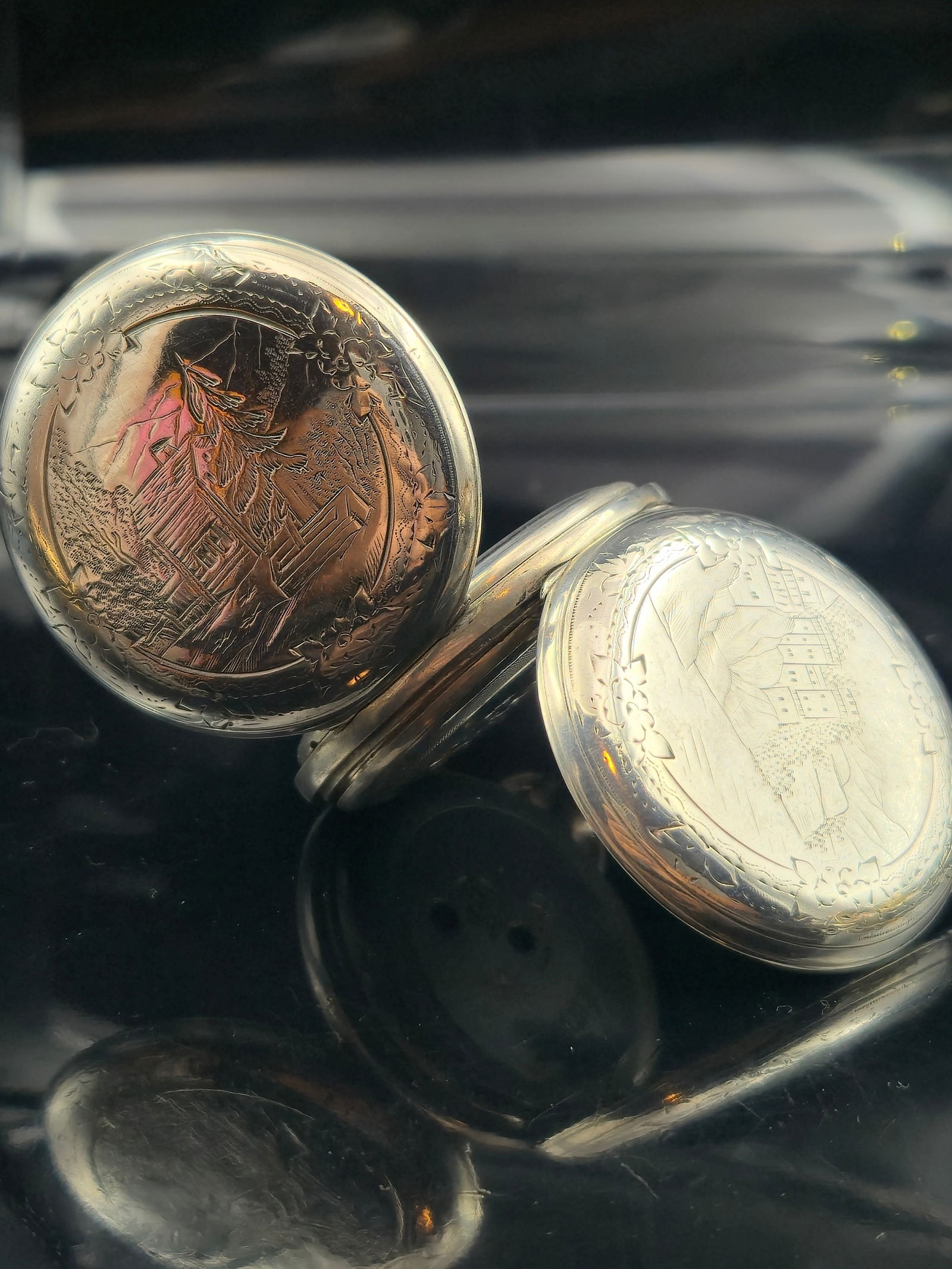 19th C. Swiss 15J Keywind Pocket Watch in Engraved Coin Silver Hunter Case (1 of 10)