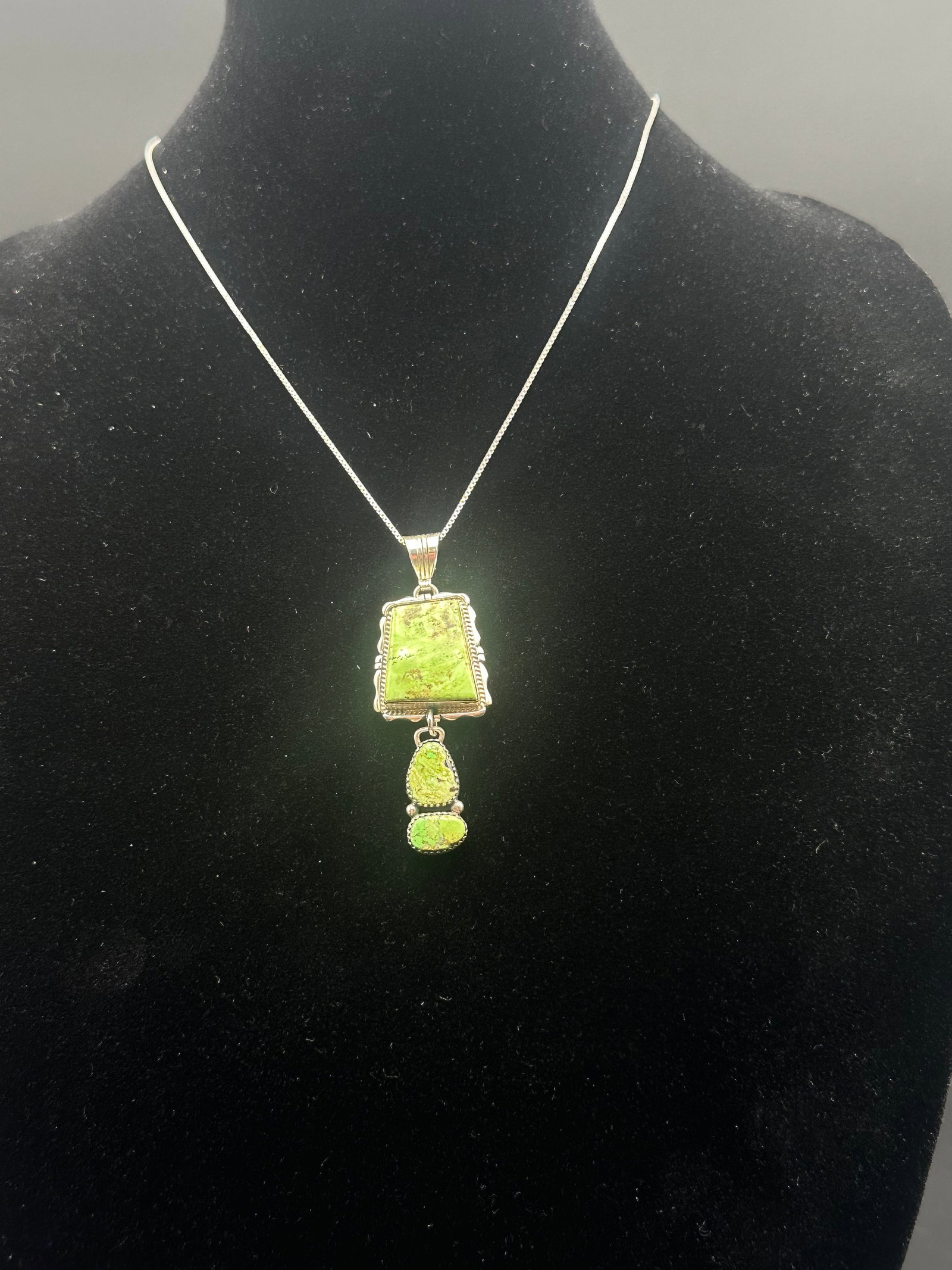 Signed Ted Elsity Sterling Silver Necklace w/ Gaspeite Pendant (1 of 8)