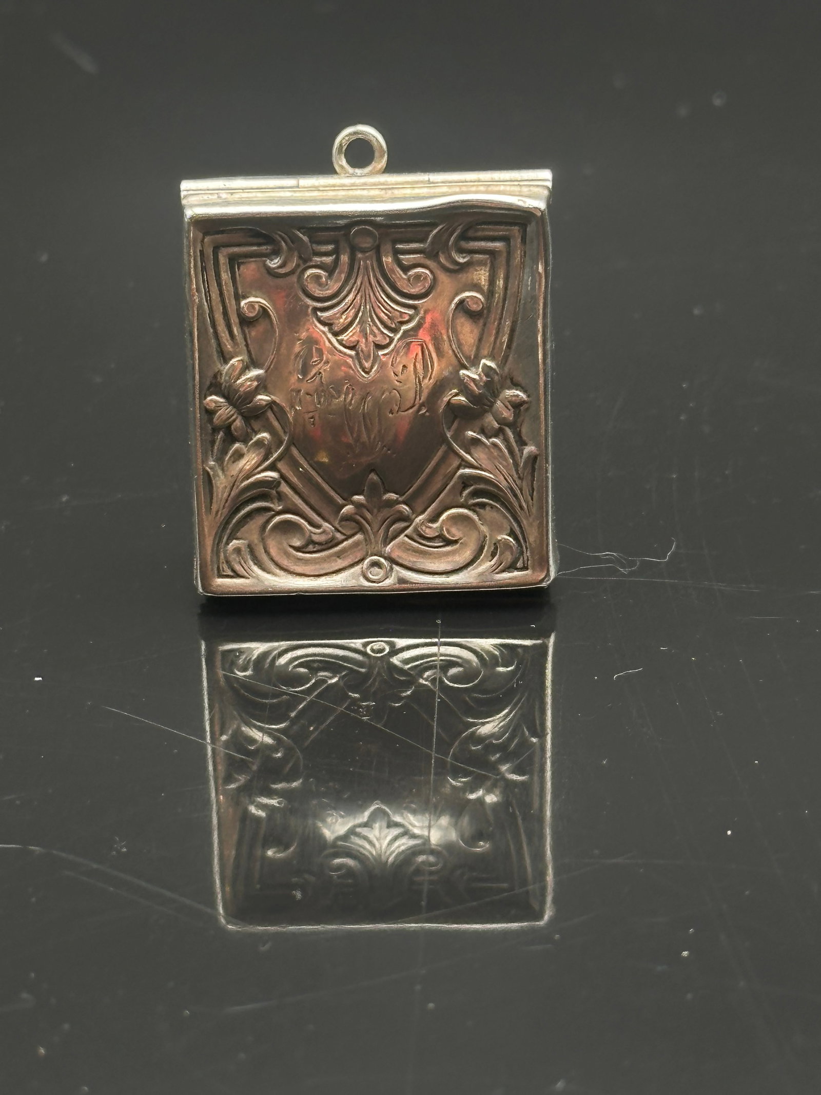 Antique Sterling Silver Vinaigrette/Locket Pendant with Repoussé Design (1 of 9)