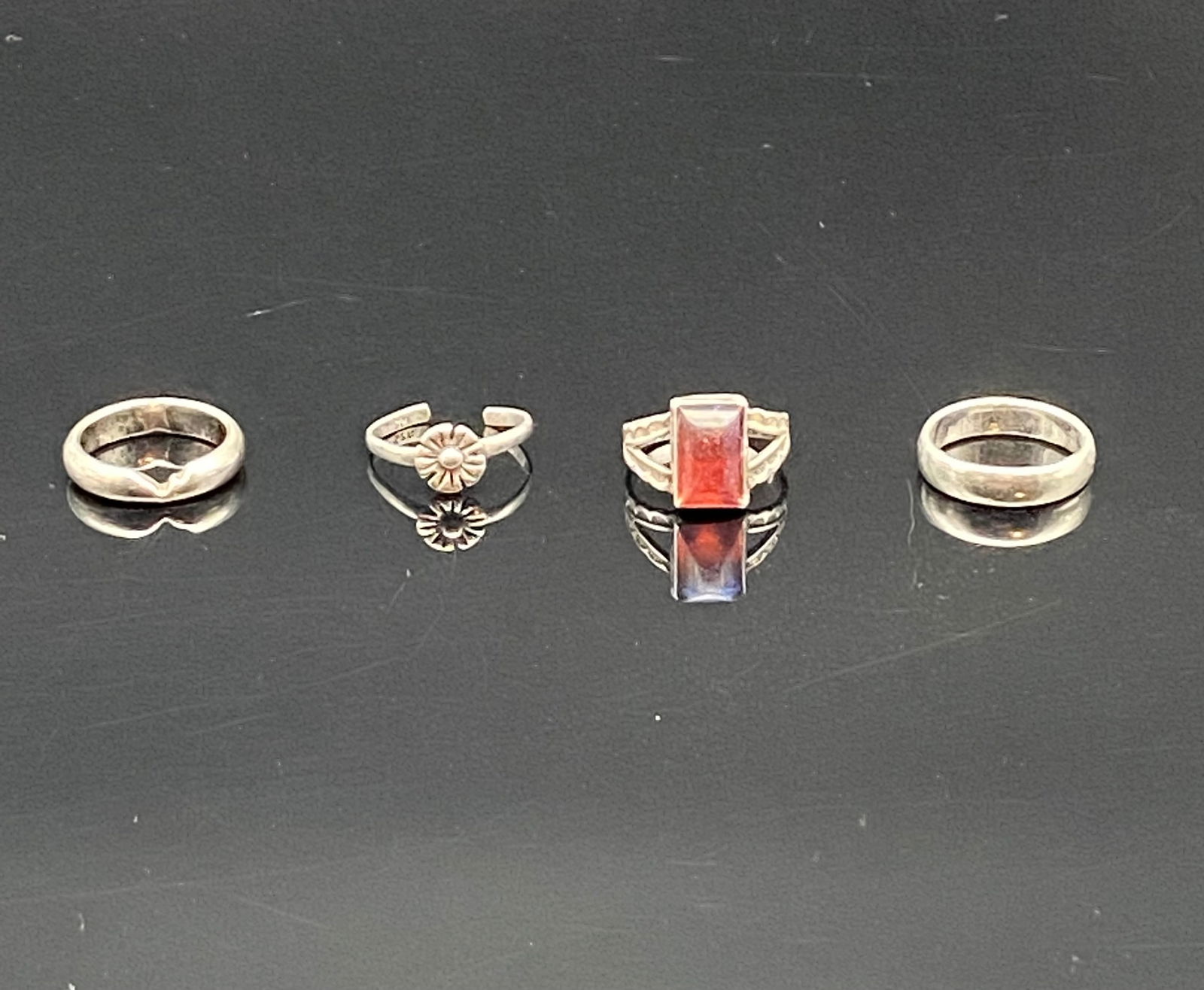 Lot of 4 Vintage Sterling Silver Rings – Assorted Designs (1 of 15)