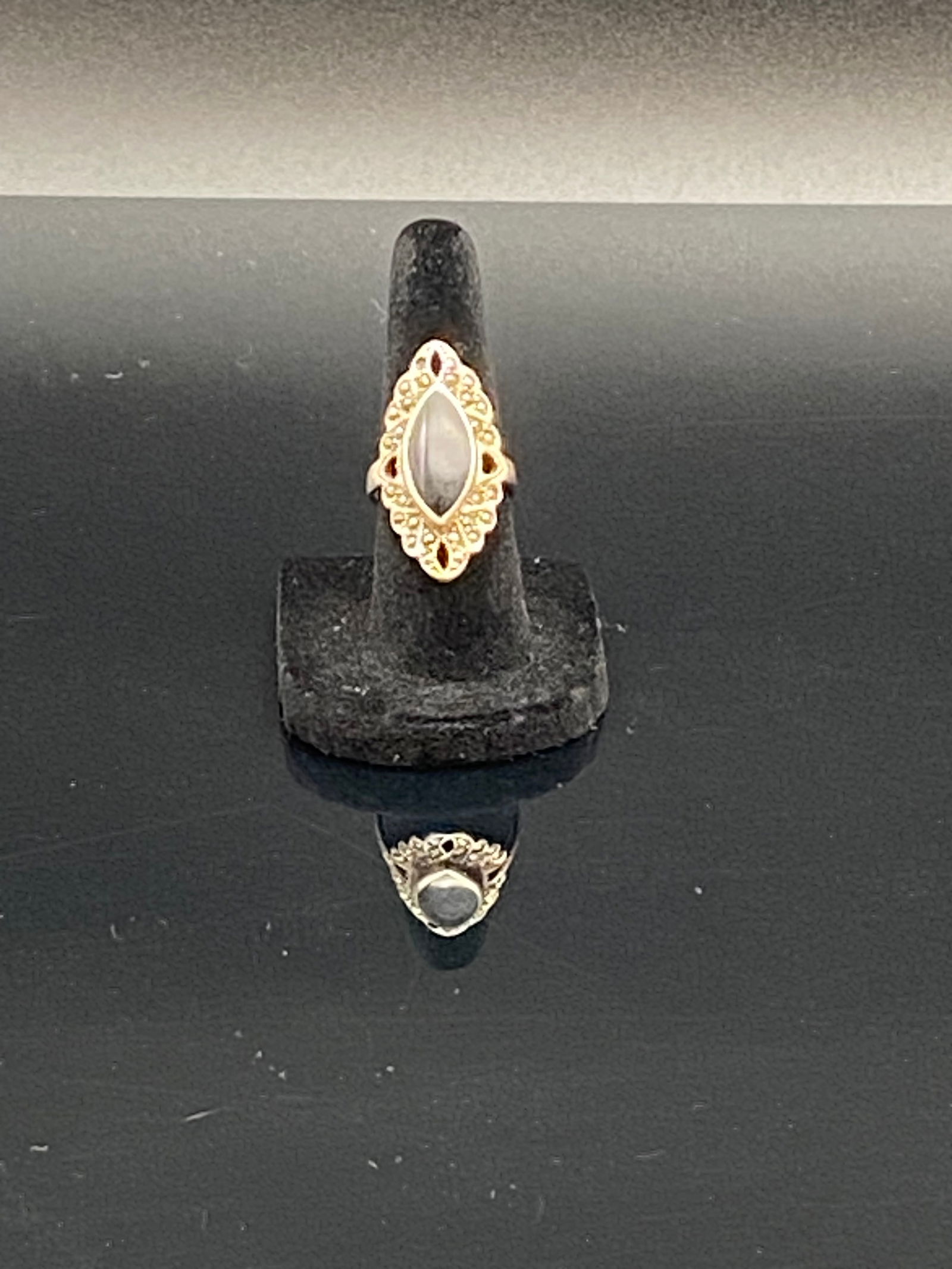 Vintage Sterling Silver Filigree Ring with Marquise Stone (1 of 5)