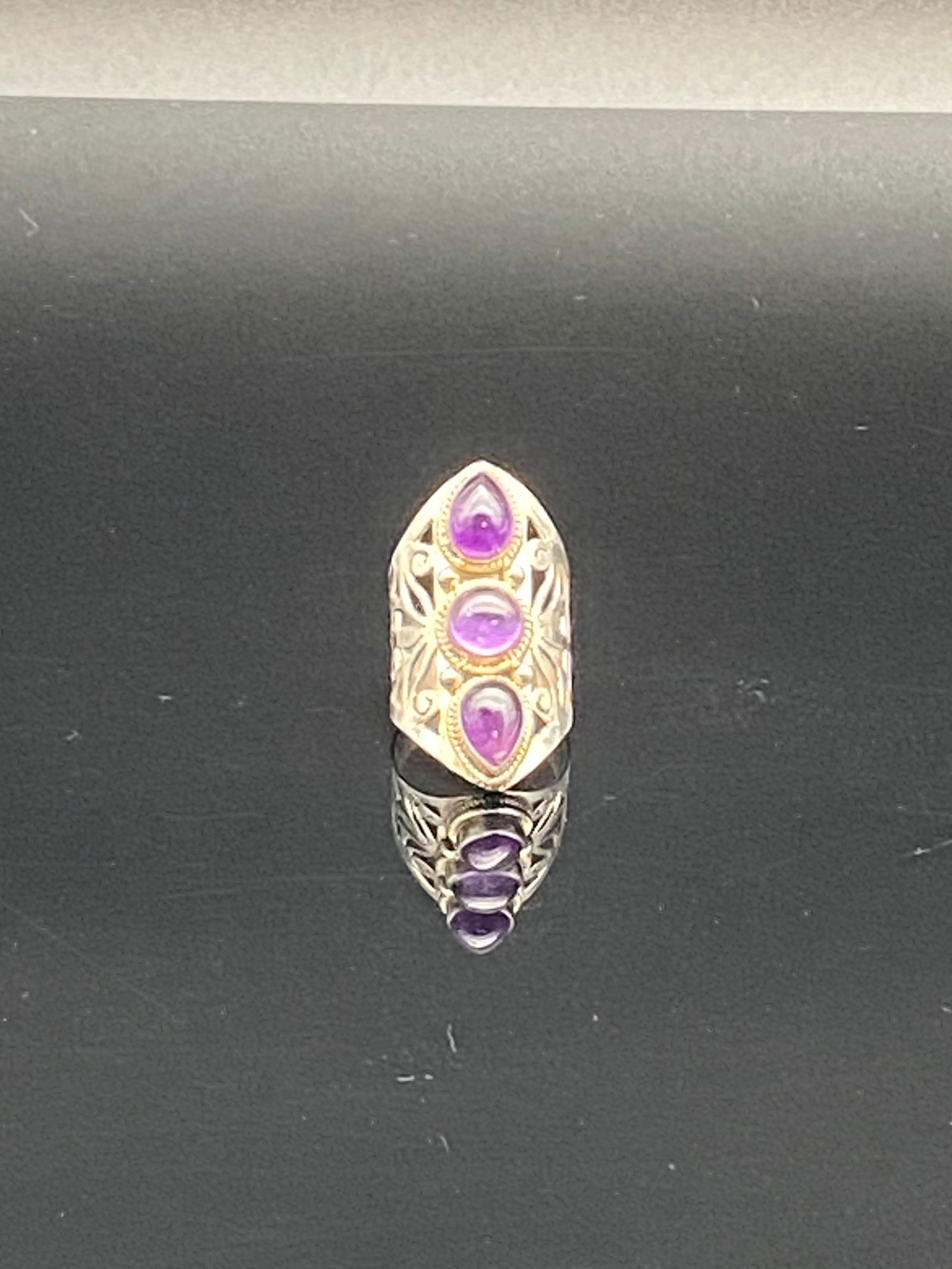 Vintage Sterling Silver 4 Amethyst Ring (1 of 5)