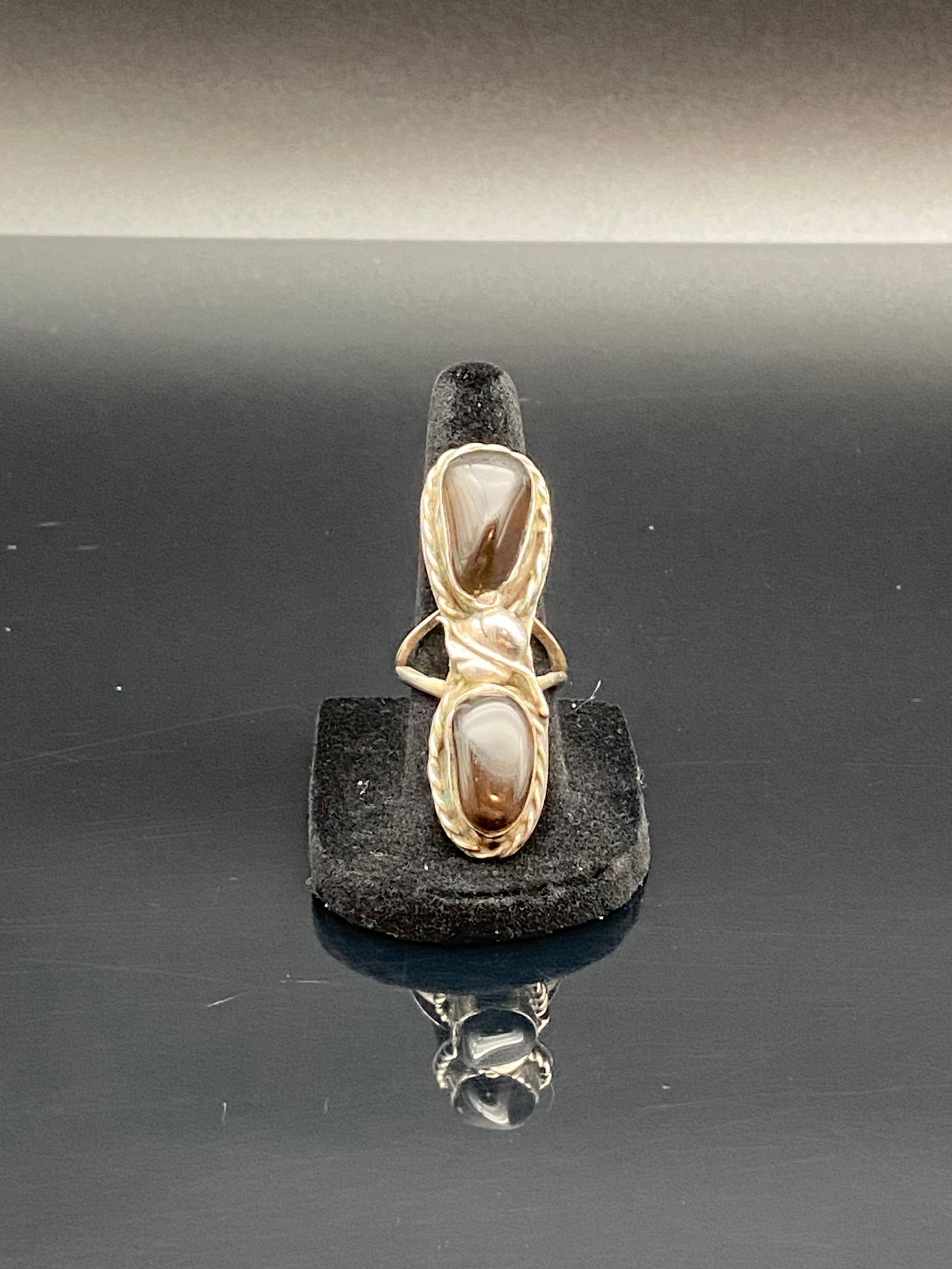 Vintage Sterling Silver Ring w/ Natural Onyx Double Stone (1 of 5)