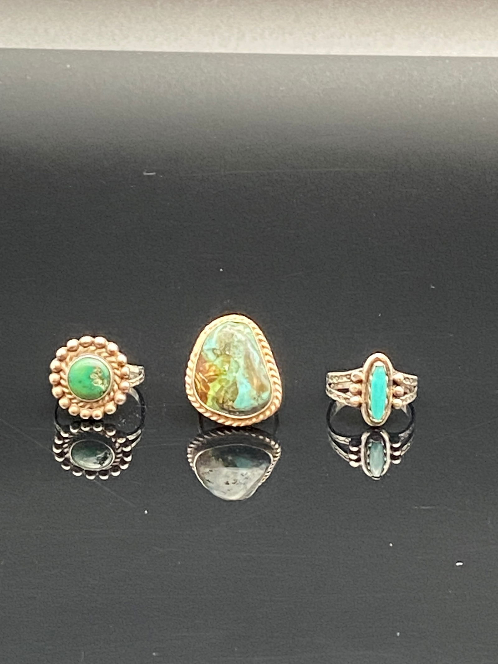 Lot of 3 Sterling Silver Turquoise Rings (1 of 9)