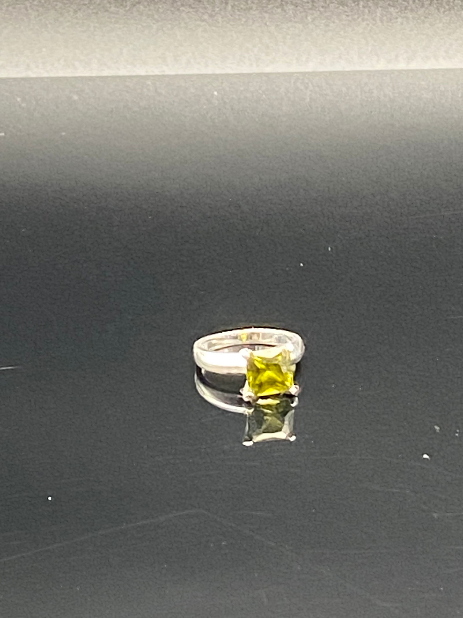 Sterling Silver Ring w/ Square Peridot Stone (1 of 5)