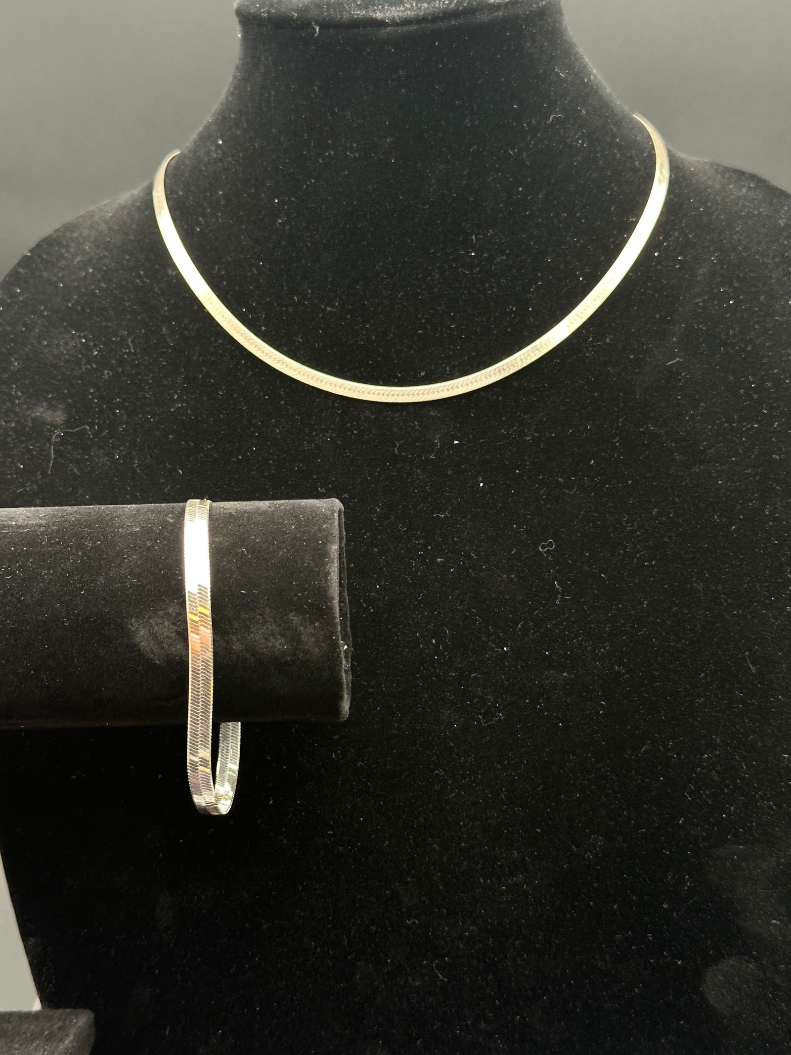 Sterling Silver 925 Italy Herringbone Necklace & Bracelet Set (1 of 7)