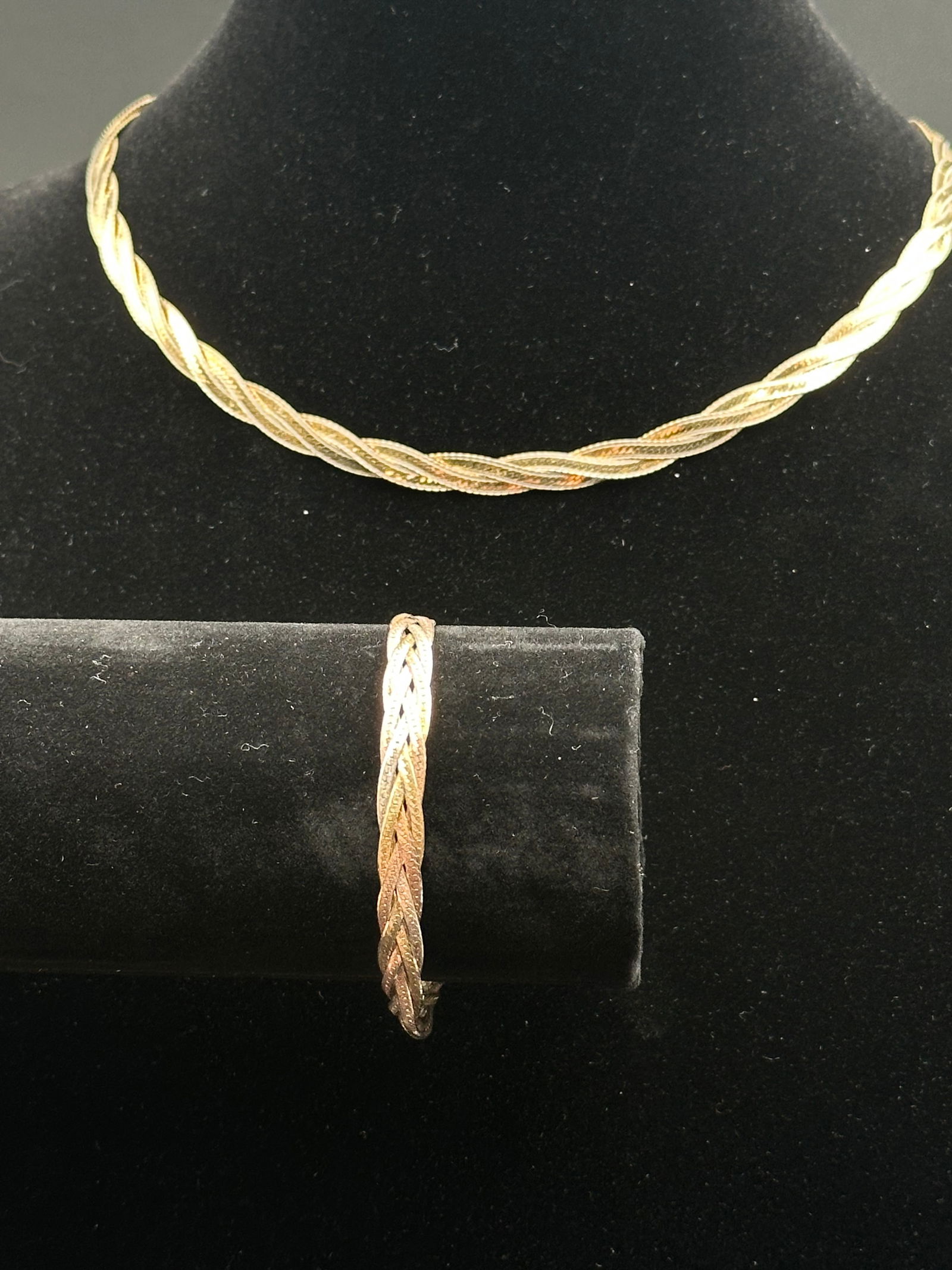 Italian Sterling Silver 925 Vermeil Braided Necklace & Bracelet Set (1 of 9)