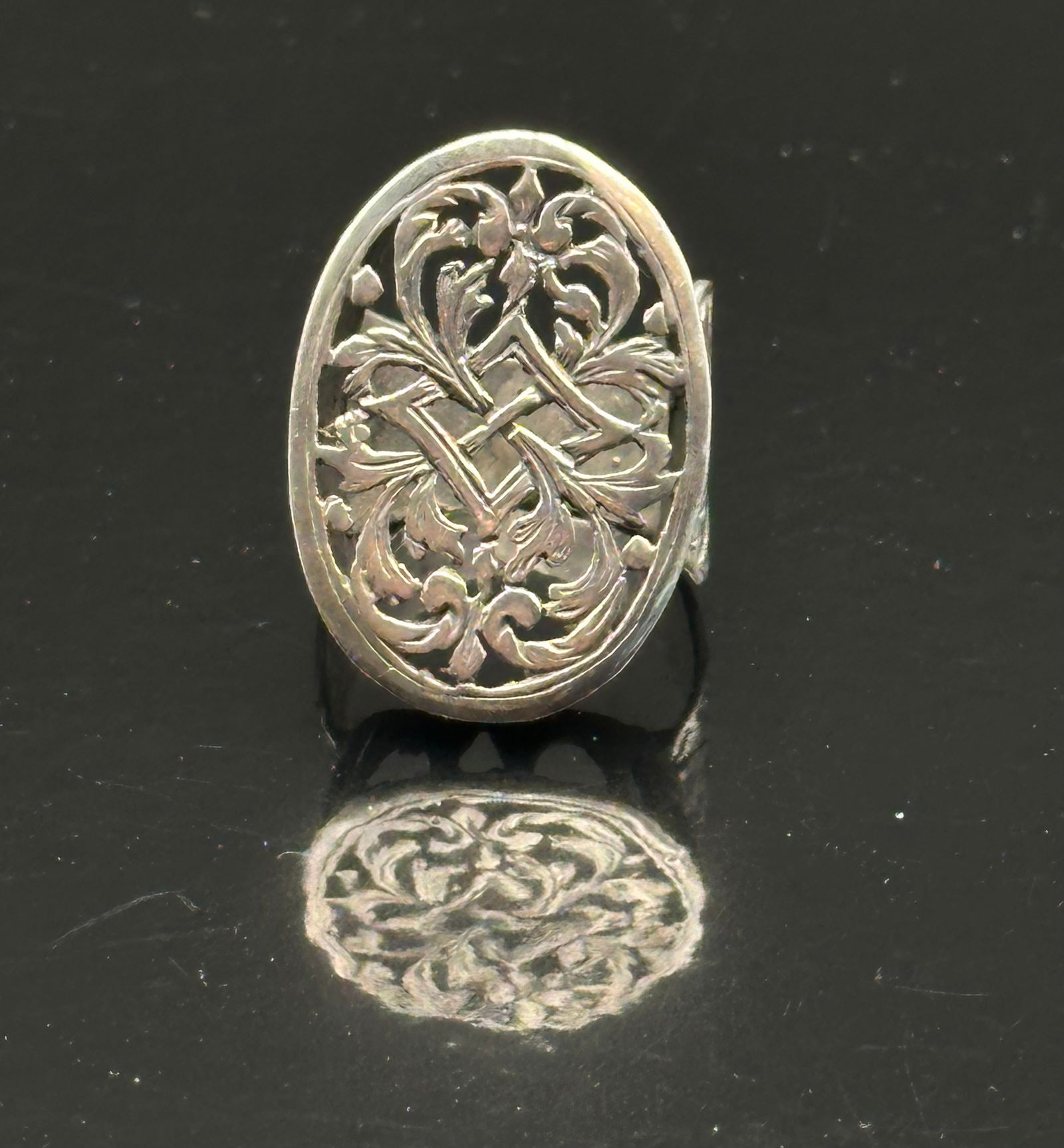 Vintage Israel Sterling Silver 925 Oval Filigree Statement Ring (1 of 7)