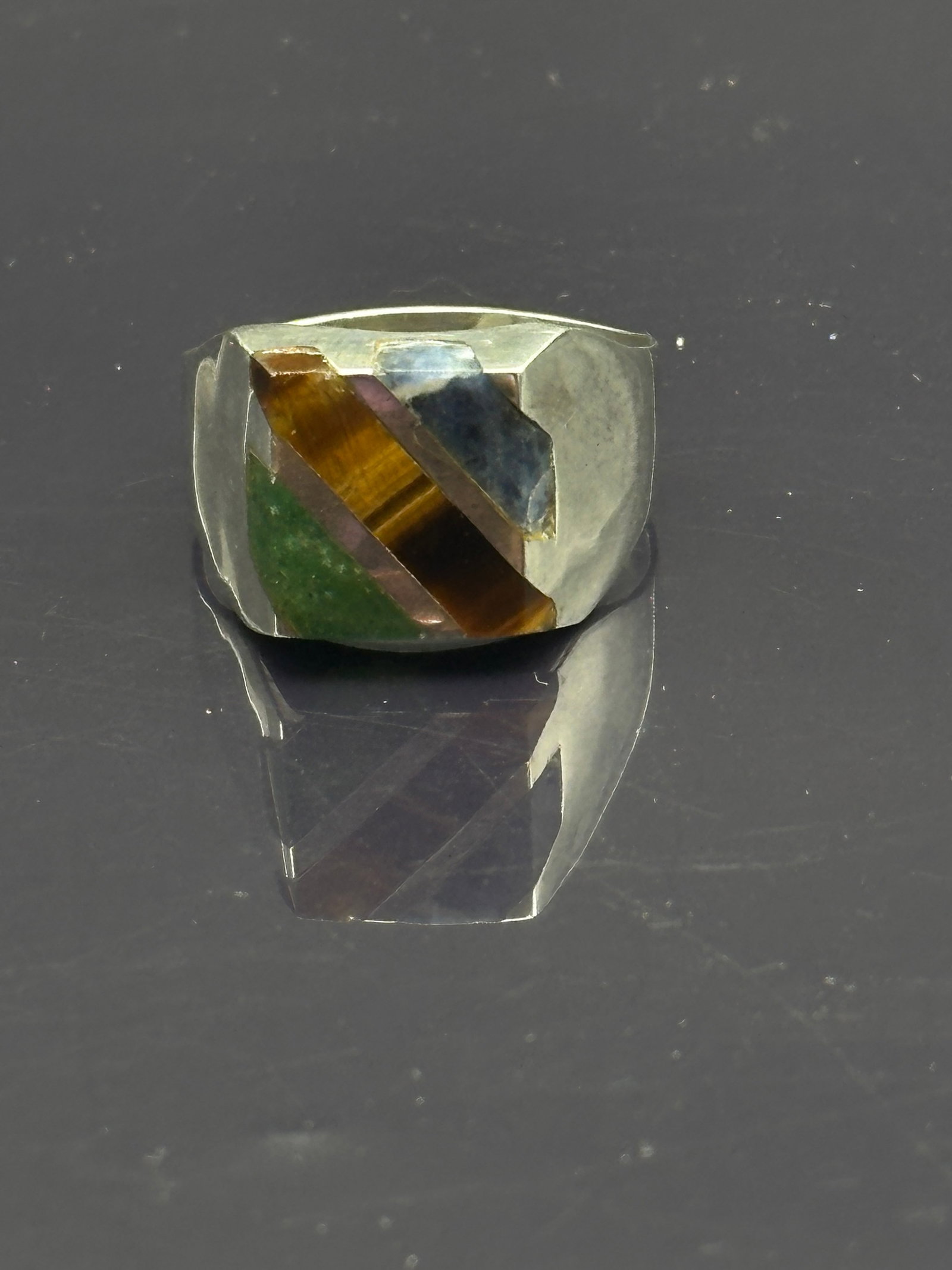 Vintage Mexican Sterling Silver Multi-Stone Inlay Ring – Signed (1 of 7)