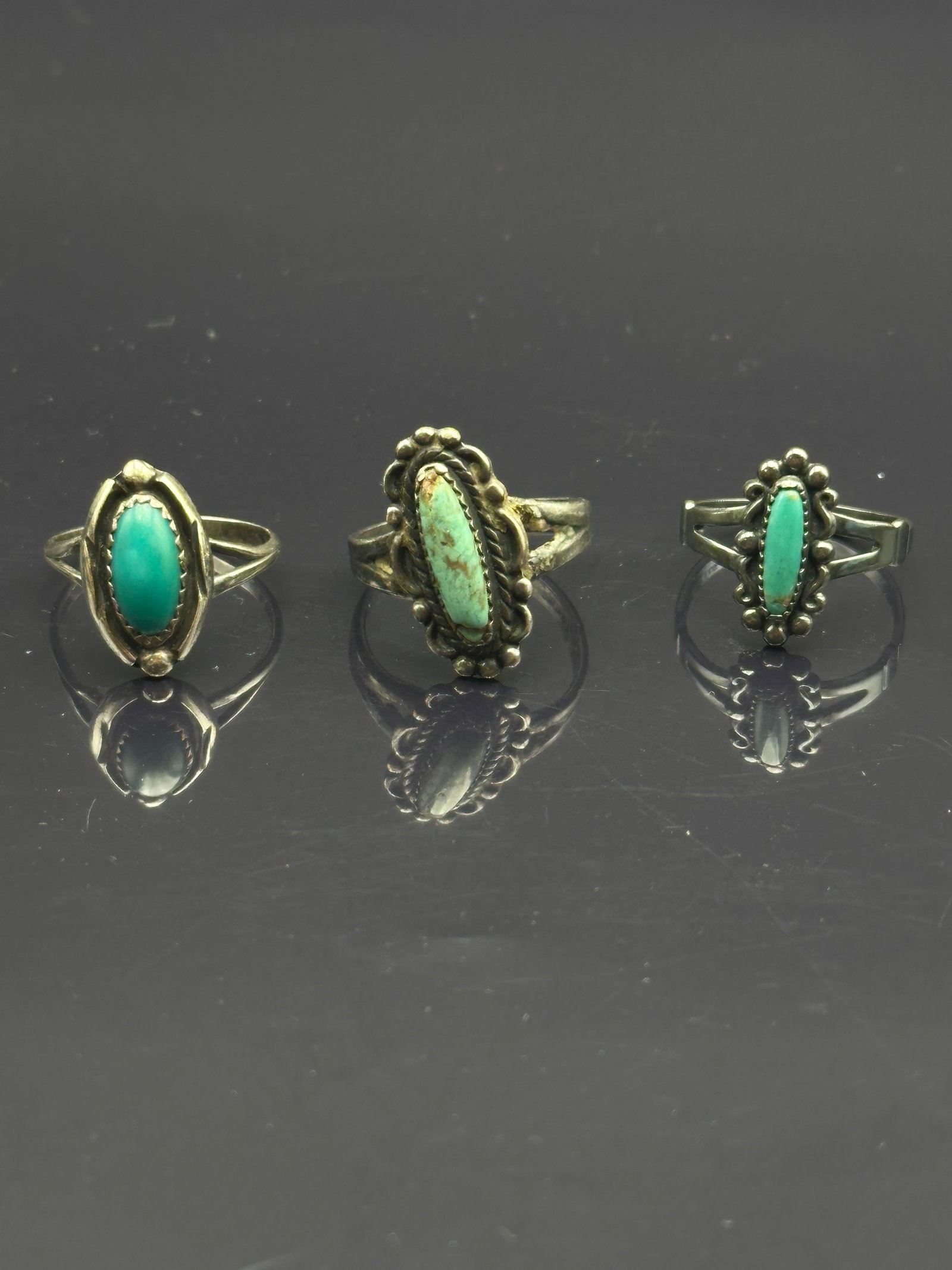 Lot of 3 Vintage Sterling Silver Turquoise Rings (1 of 11)