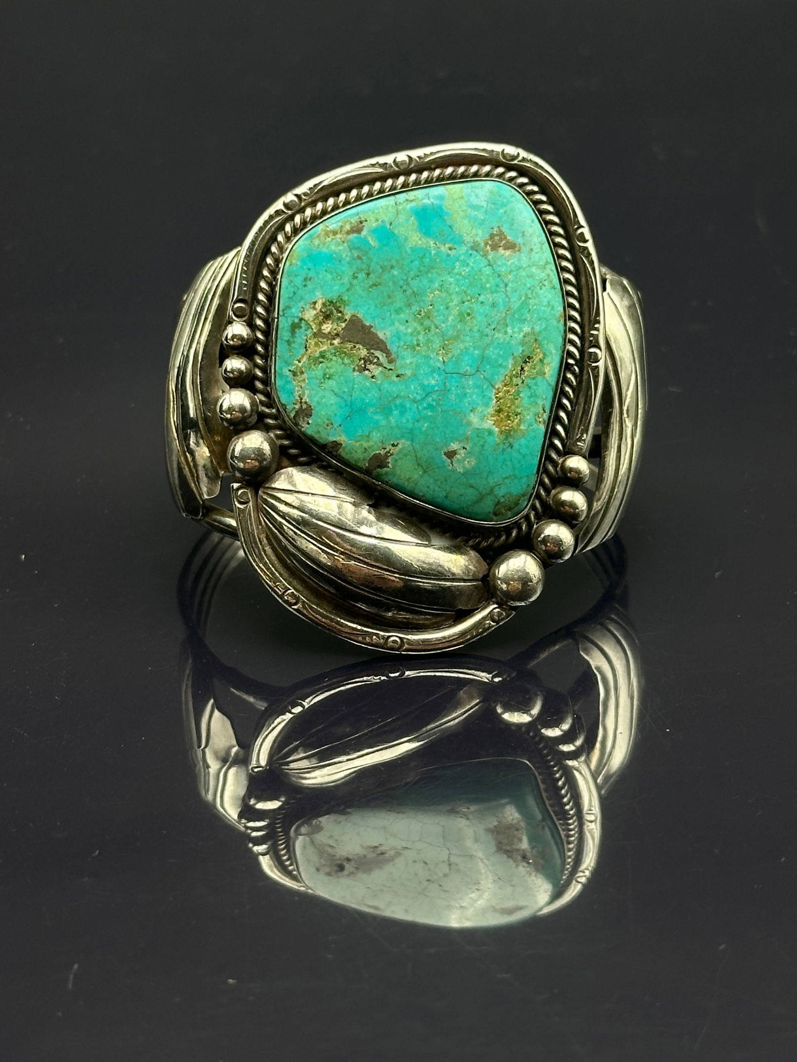 1995 Jonna Peacock Sterling Silver & Turquoise Cuff Bracelet (1 of 8)