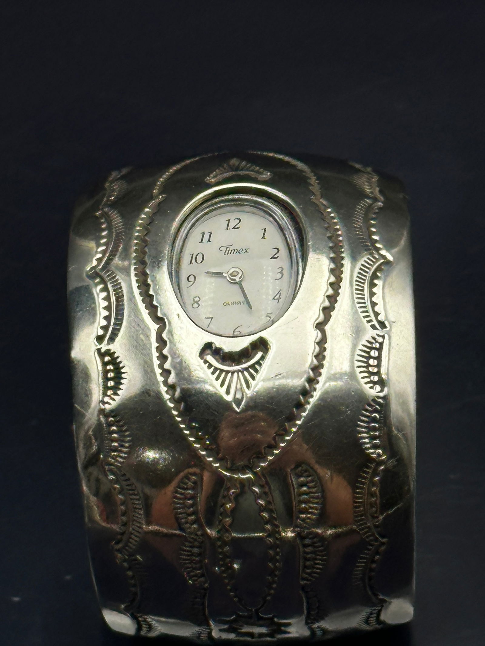 Gerry D. Nelson Navajo Sterling Silver Stamped Cuff Watch Bracelet (1 of 8)