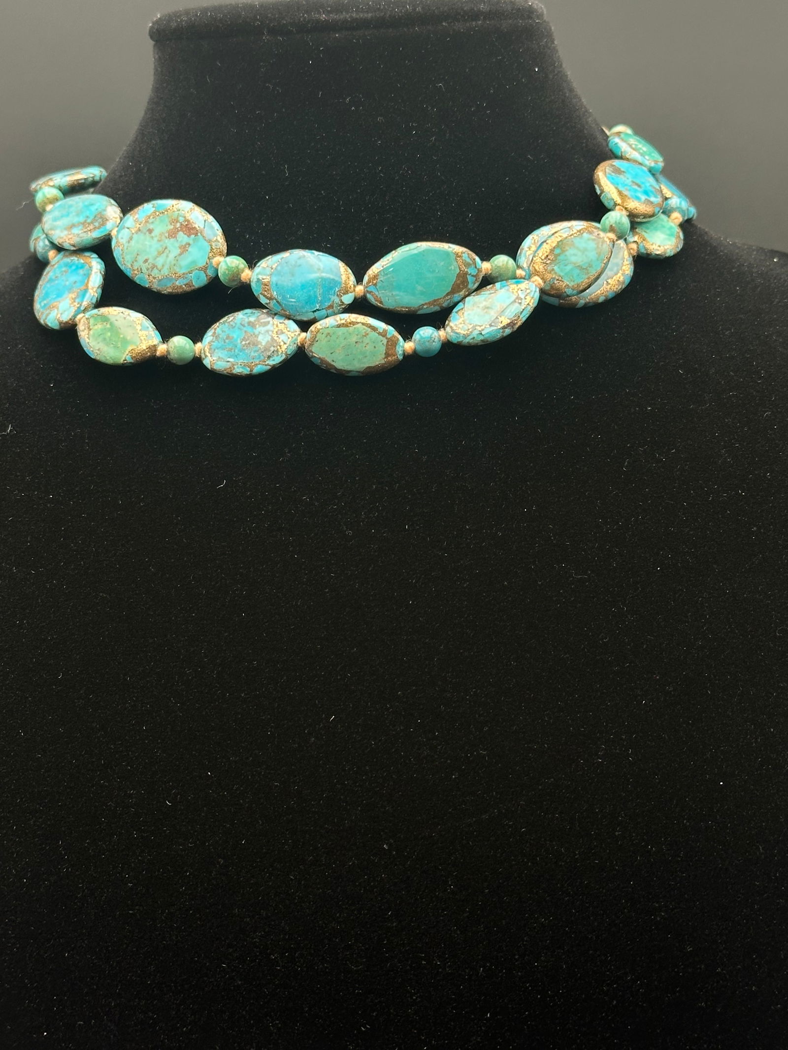 Vintage Turquoise Oval Bead Necklace (1 of 6)