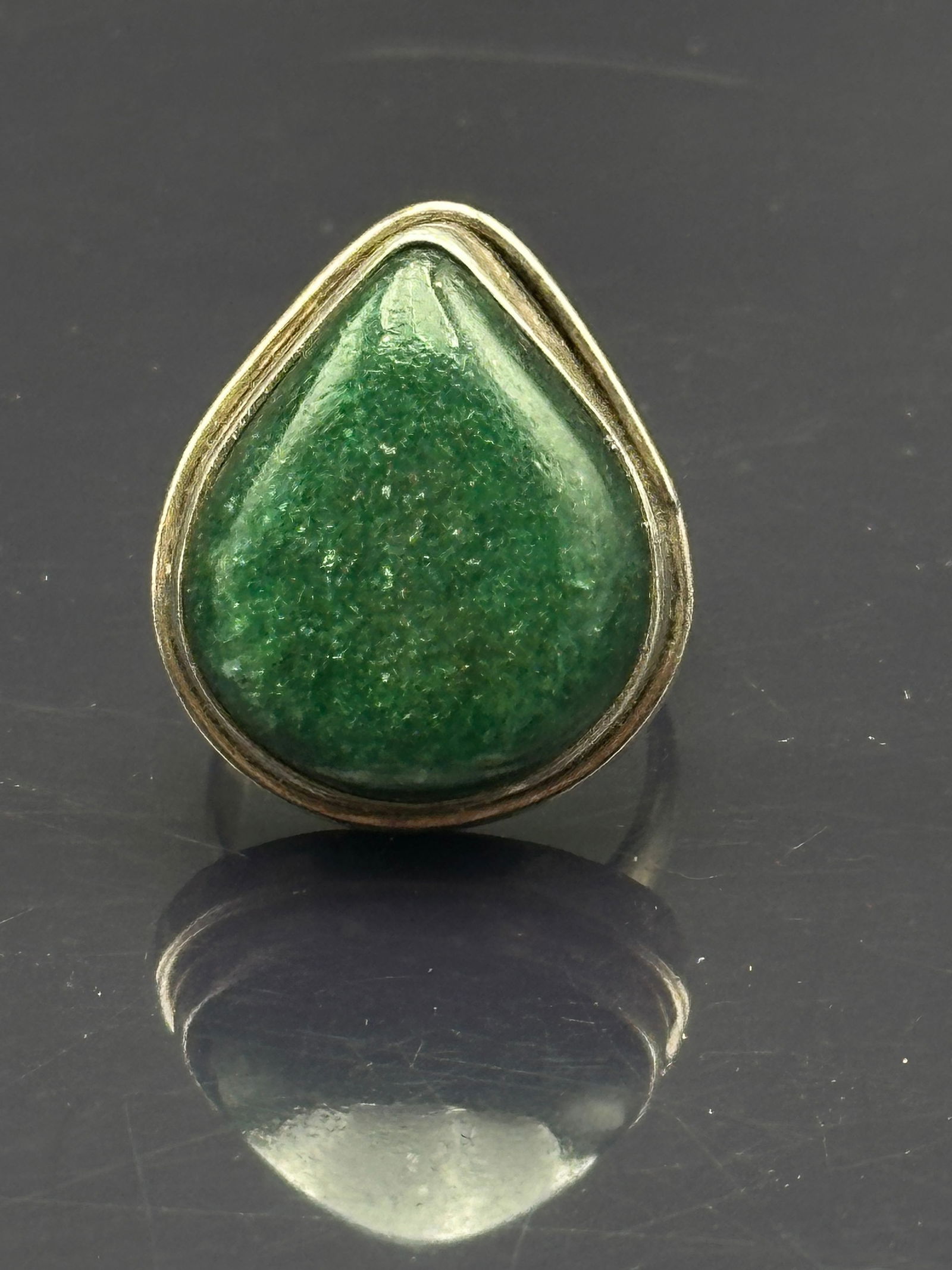 Vintage Sterling Silver 925 Green Stone Statement Ring (1 of 8)