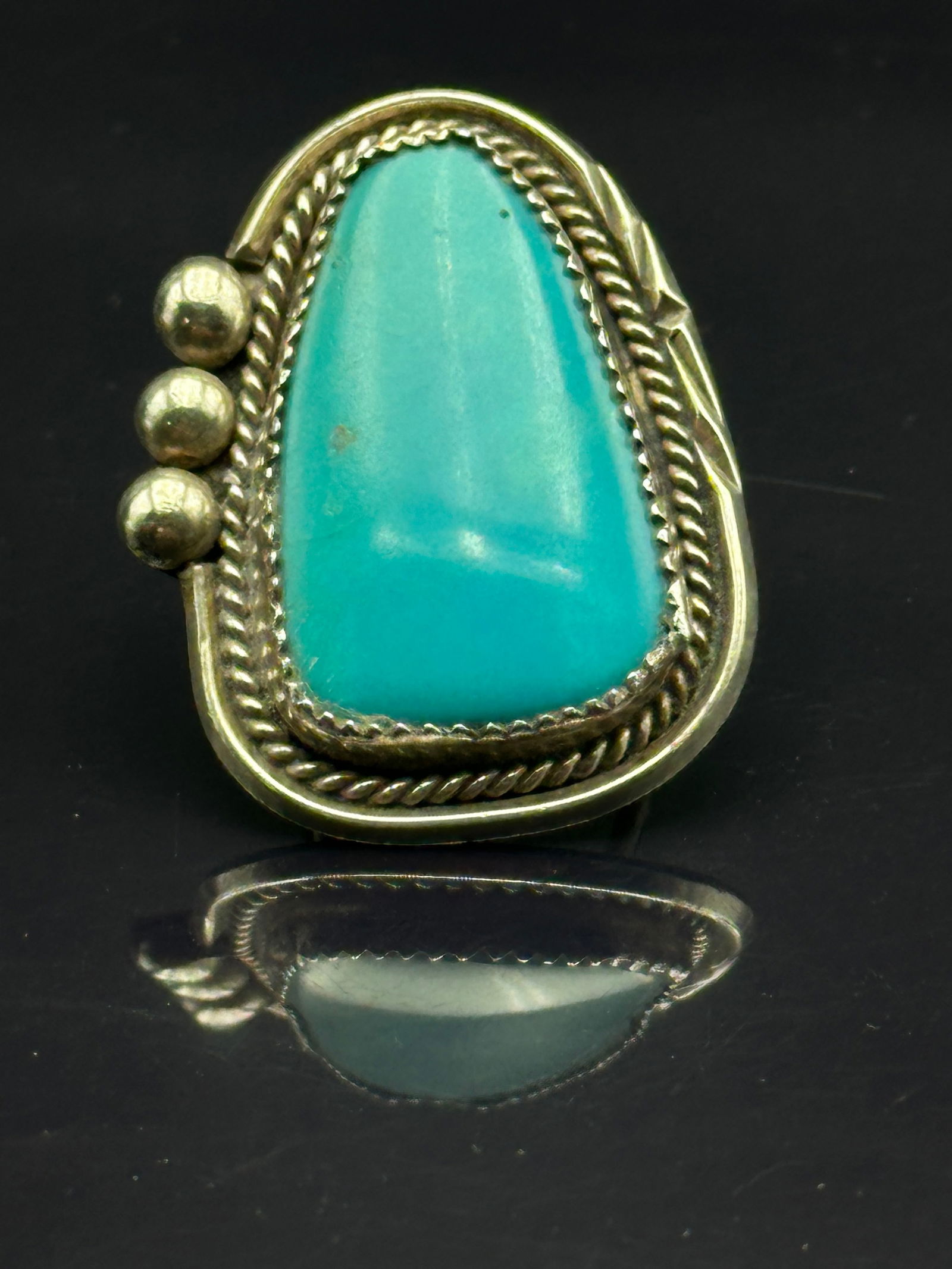Vintage Navajo Sterling Silver Turquoise Ring Size 6.5 – 16.9g (1 of 6)