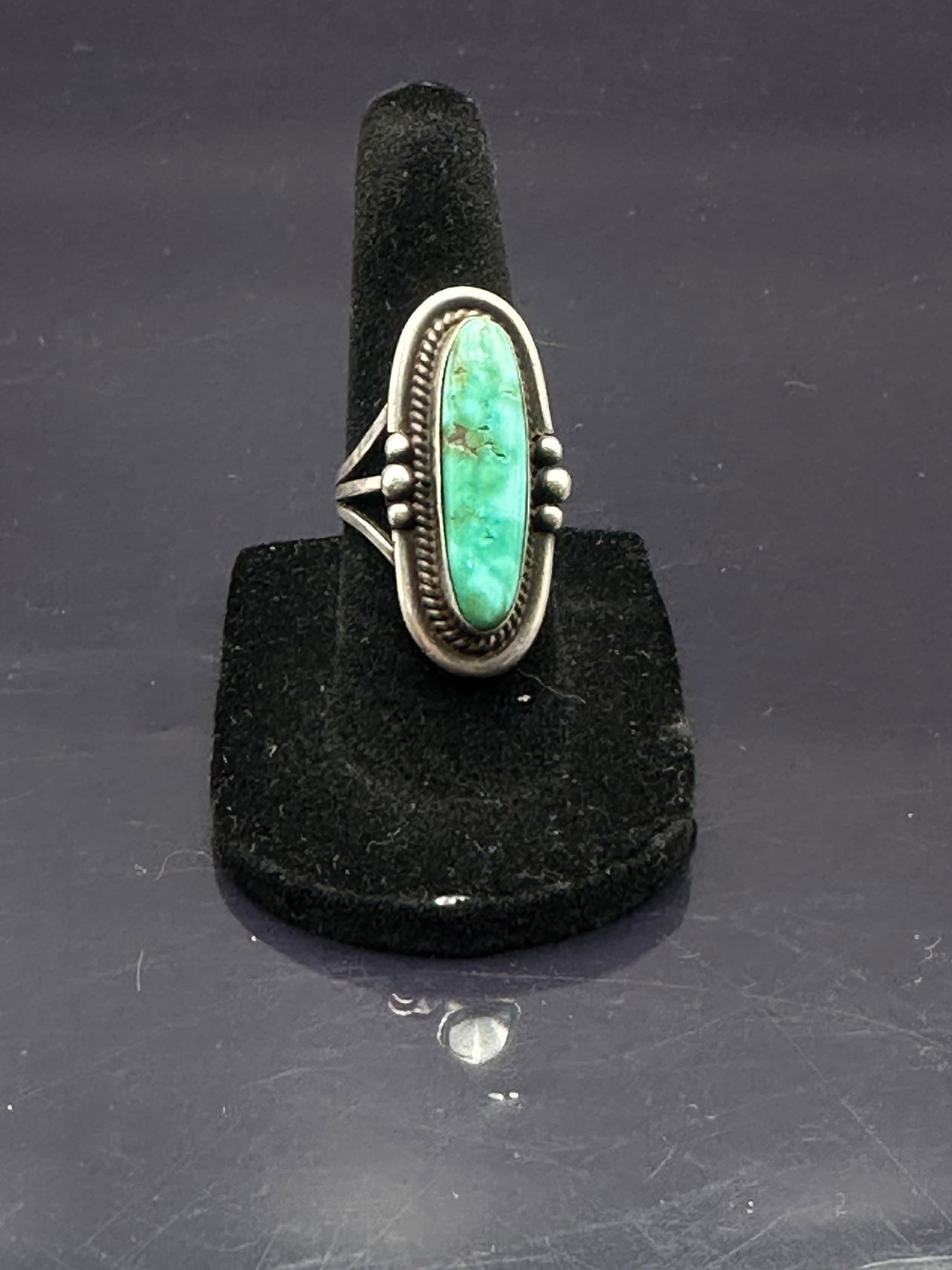 Vintage Navajo Sterling Silver Turquoise Ring Signed J.W. Cortez H Size 6 – 8.1g (1 of 7)
