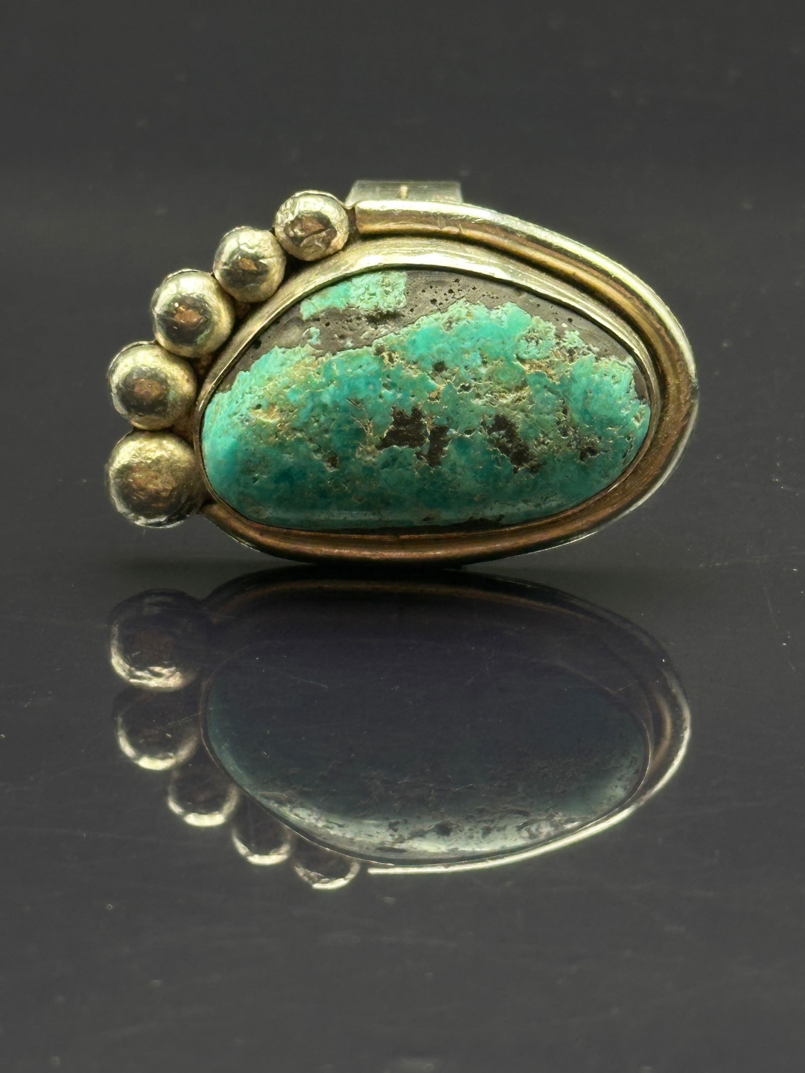 Large Vintage Navajo Sterling Silver Turquoise Statement Ring Size 12 – 28.0g (1 of 7)