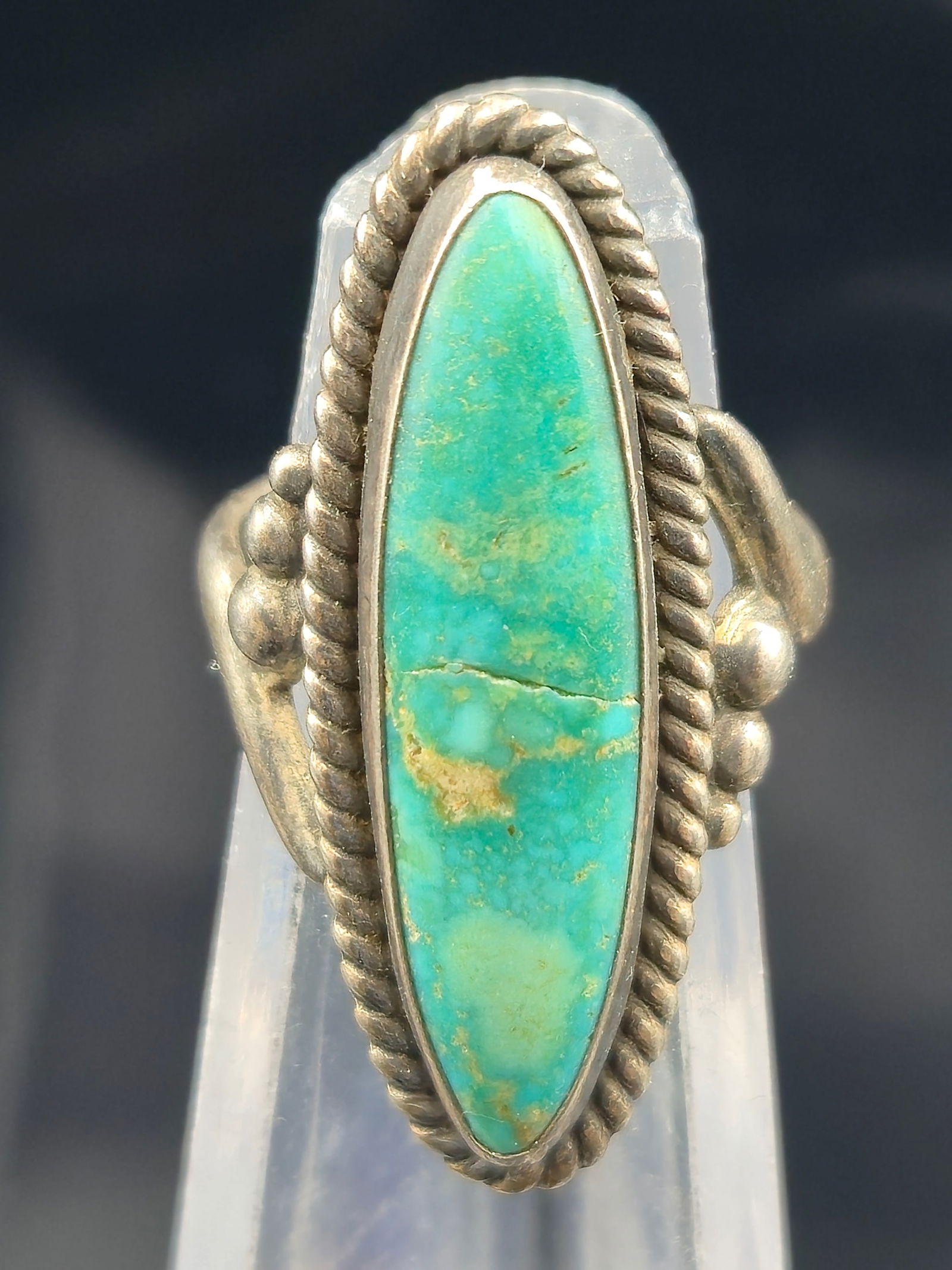 Native American Sterling Silver Turquoise Ring Size 5 signed jp (1 of 8)