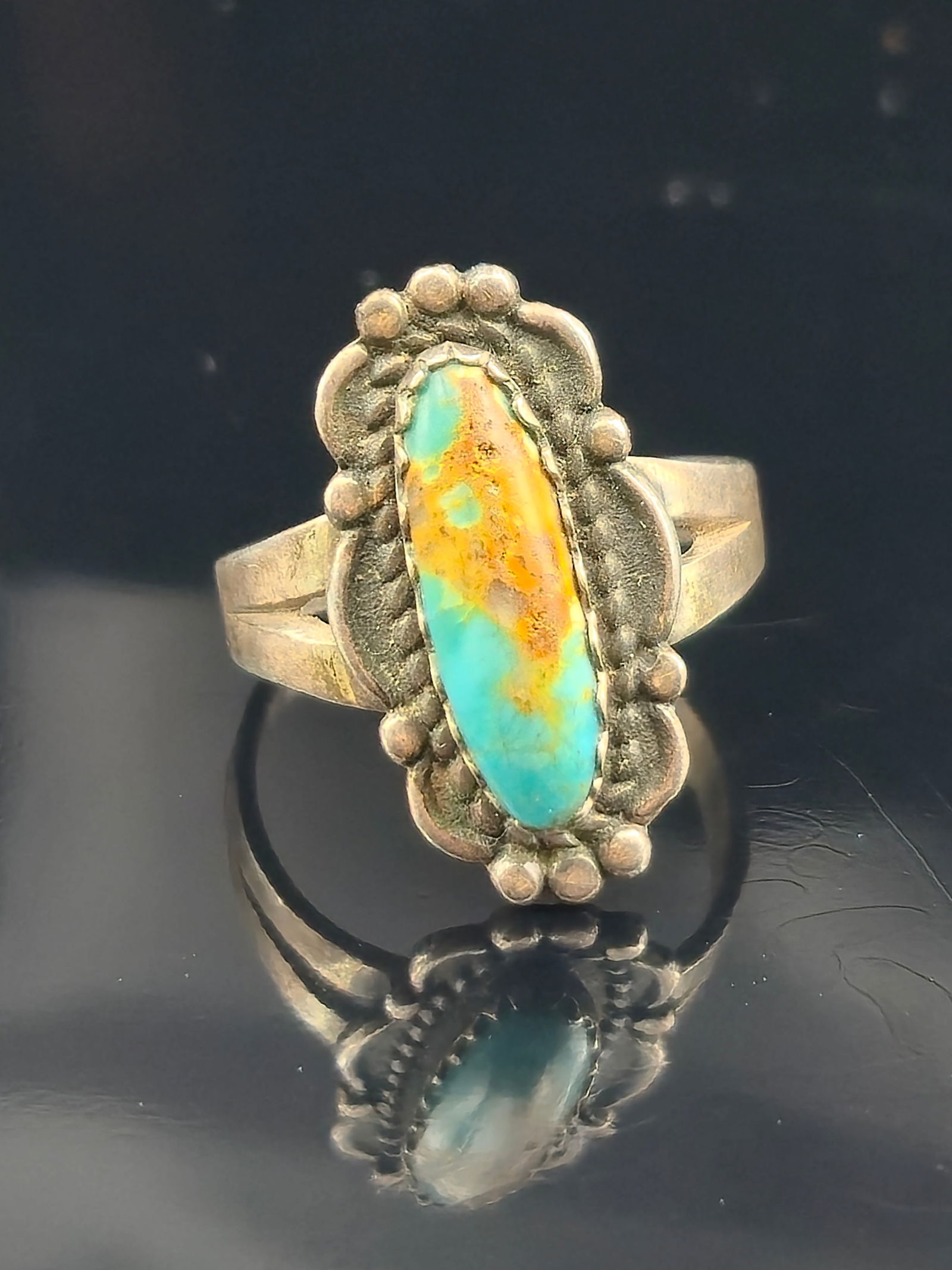Native American Sterling Silver Turquoise Ring Size 6 (1 of 8)