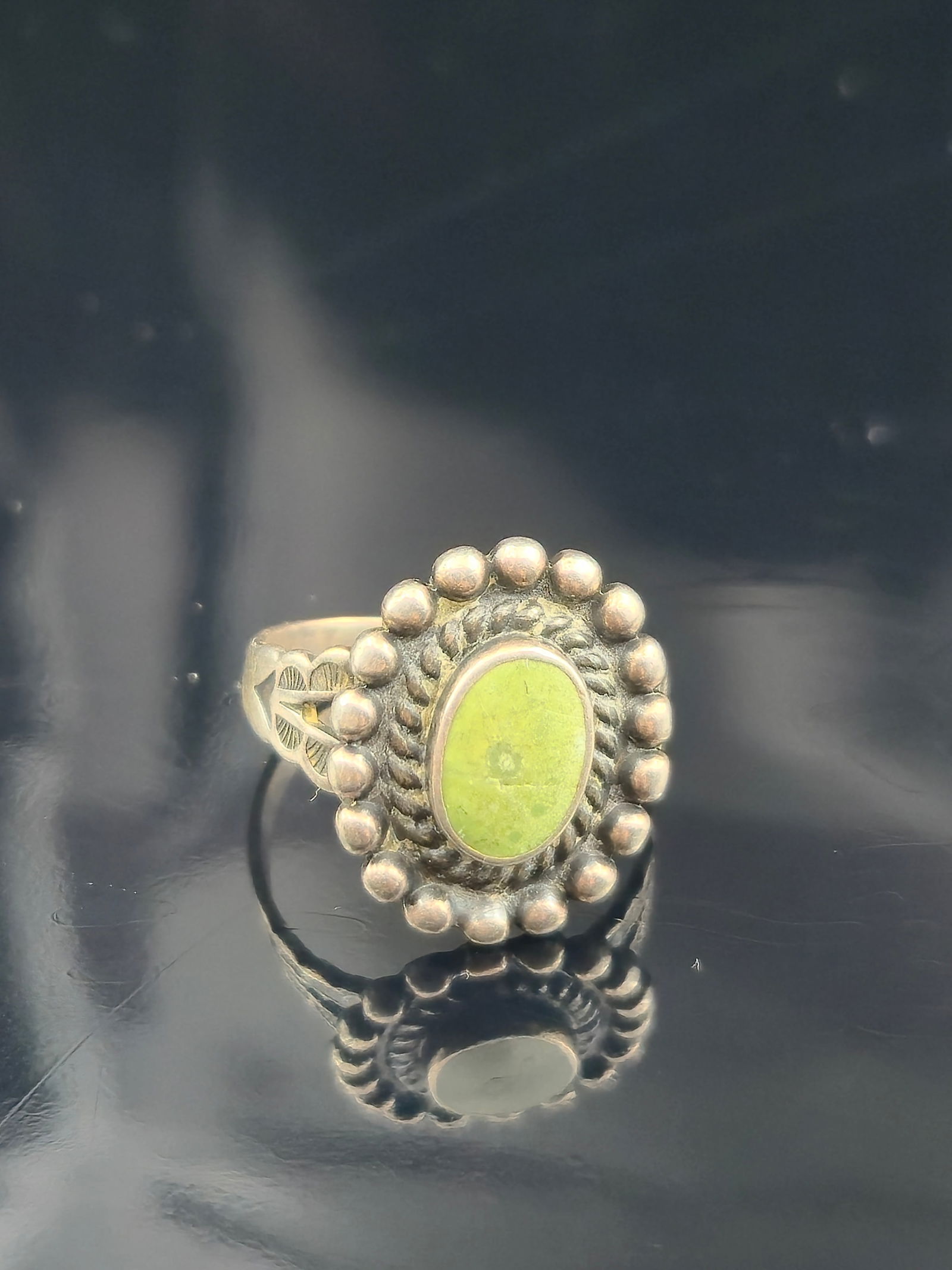 Native American Sterling Silver Green Turquoise Ring Size 4.75 (1 of 7)