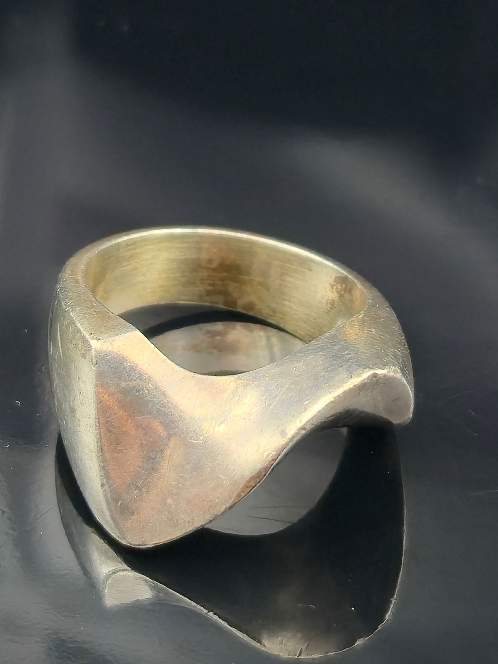 Vintage Mexico Taxco Sterling Silver 925 Heavy 15.4g Modernist Sculptural Statement Ring Size 8 (1 of 8)