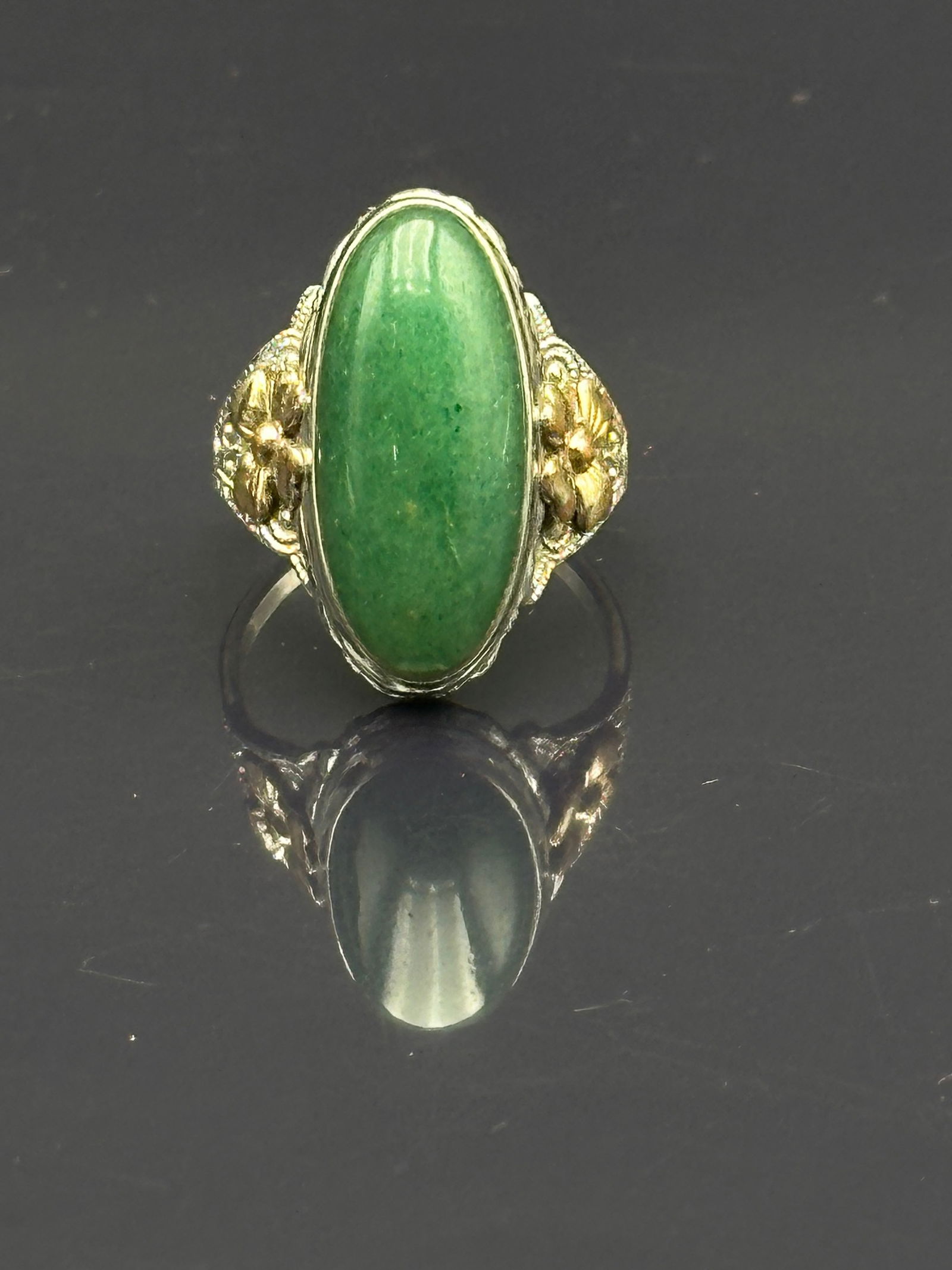 Vintage Sterling Silver & 10K Gold-Filled Green Stone Ring 6.8g (1 of 7)